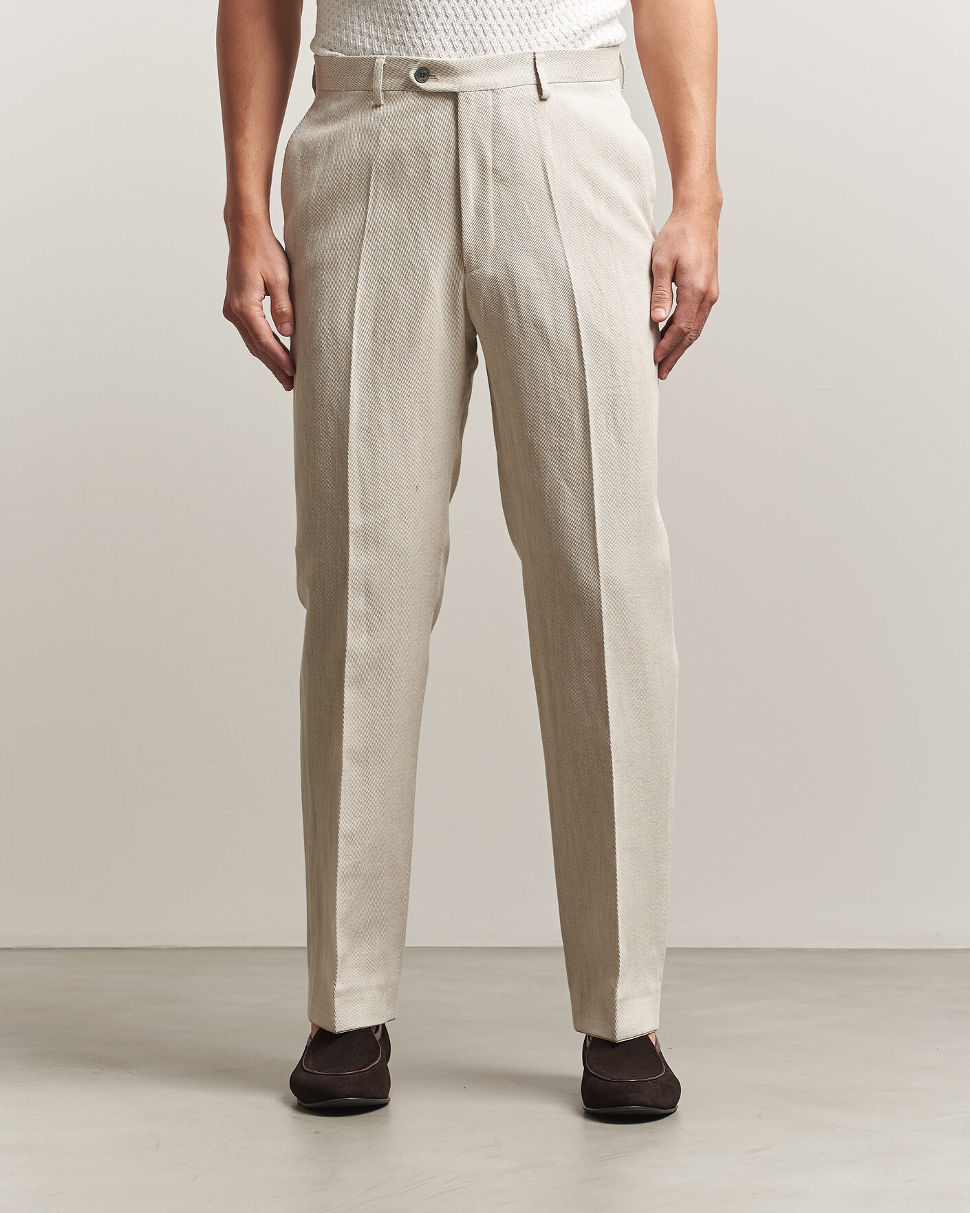 Heren | Broeken | Oscar Jacobson | Dell Cotton/Linen Trousers Off White