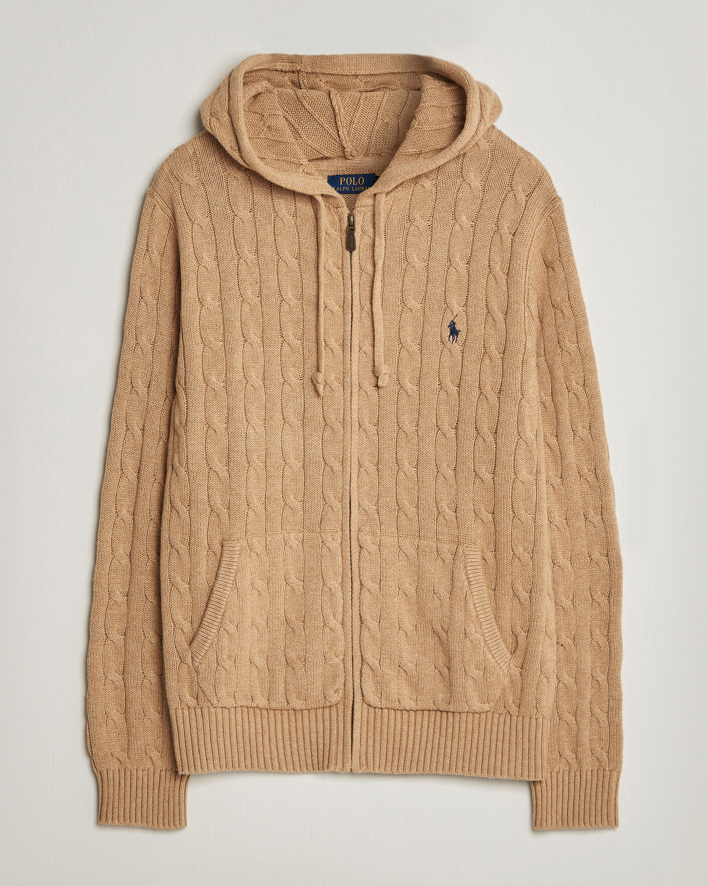 Heren | Truien | Polo Ralph Lauren | Knitted Full Zip Sweater Camel Melange
