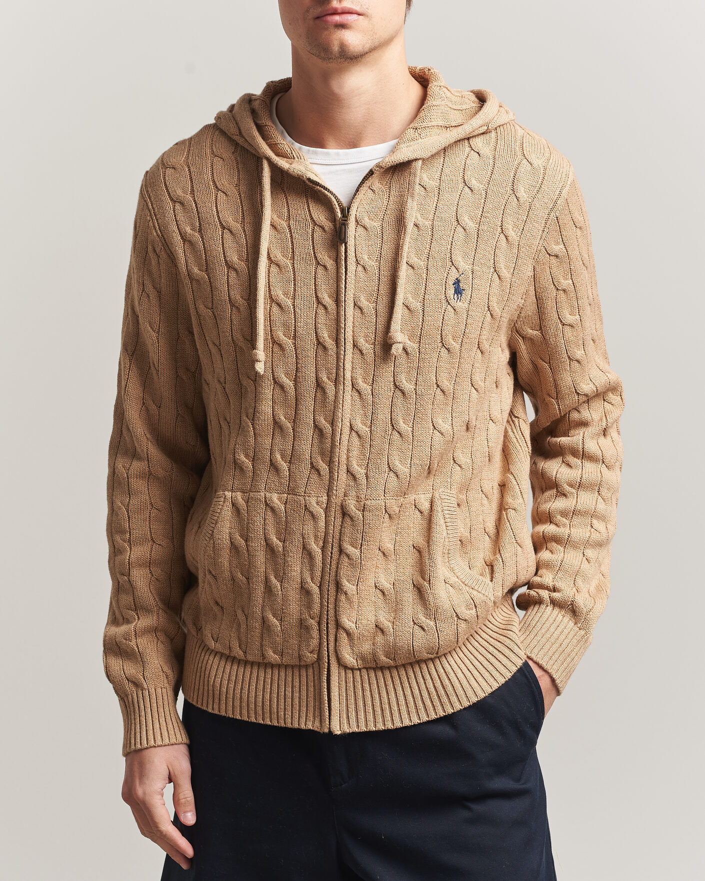 Heren | Truien | Polo Ralph Lauren | Knitted Full Zip Sweater Camel Melange
