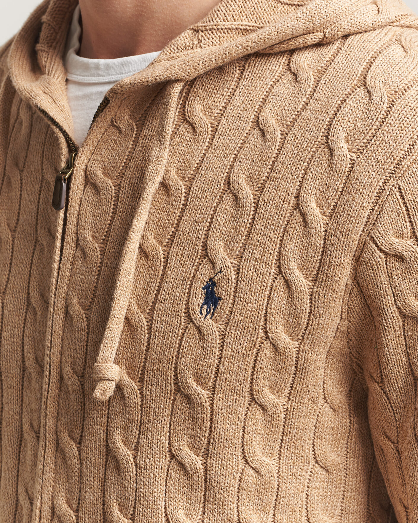Heren | Truien | Polo Ralph Lauren | Knitted Full Zip Sweater Camel Melange