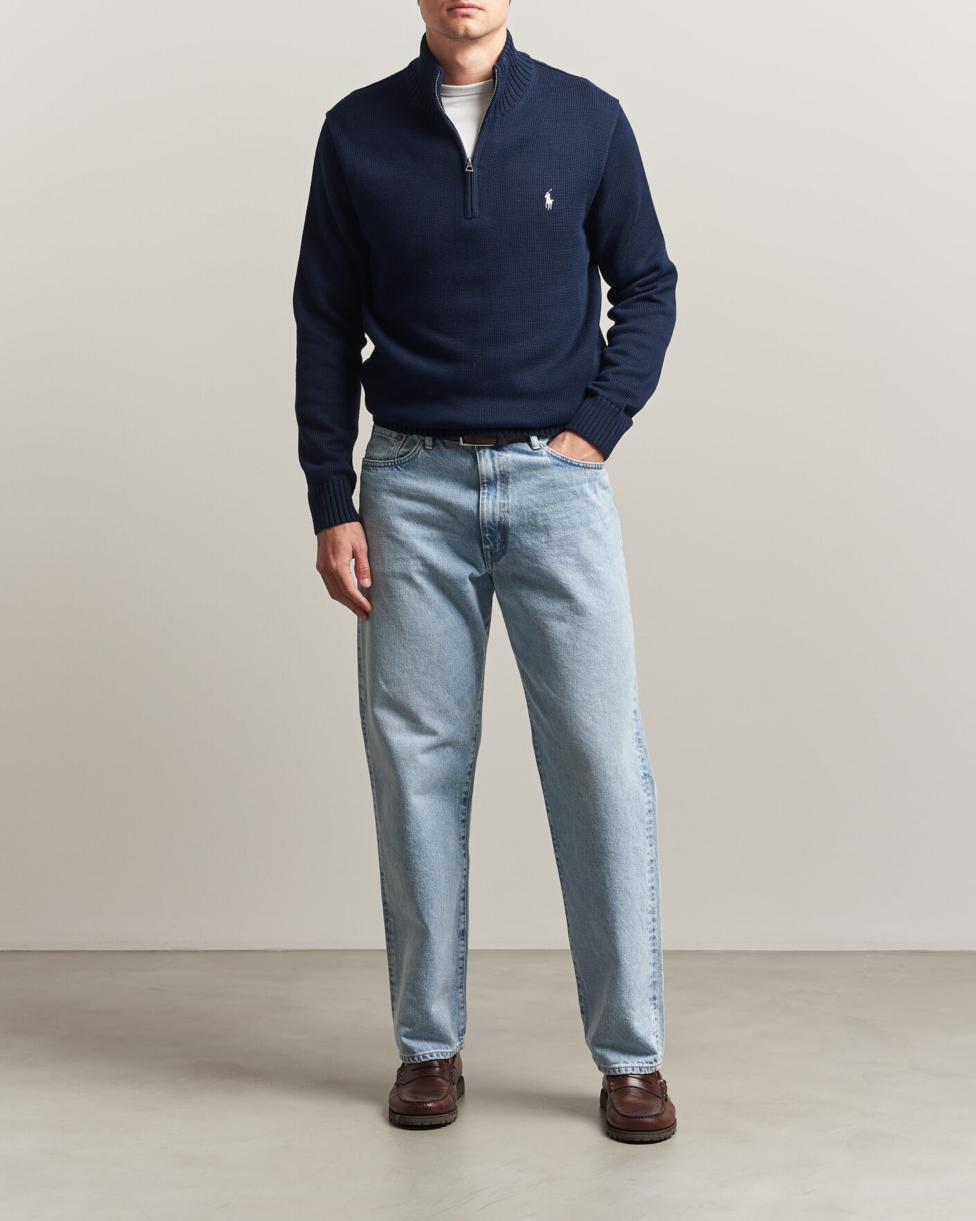 Heren | Truien | Polo Ralph Lauren | Cotton Crew Neck Half-Zip Hunter Navy