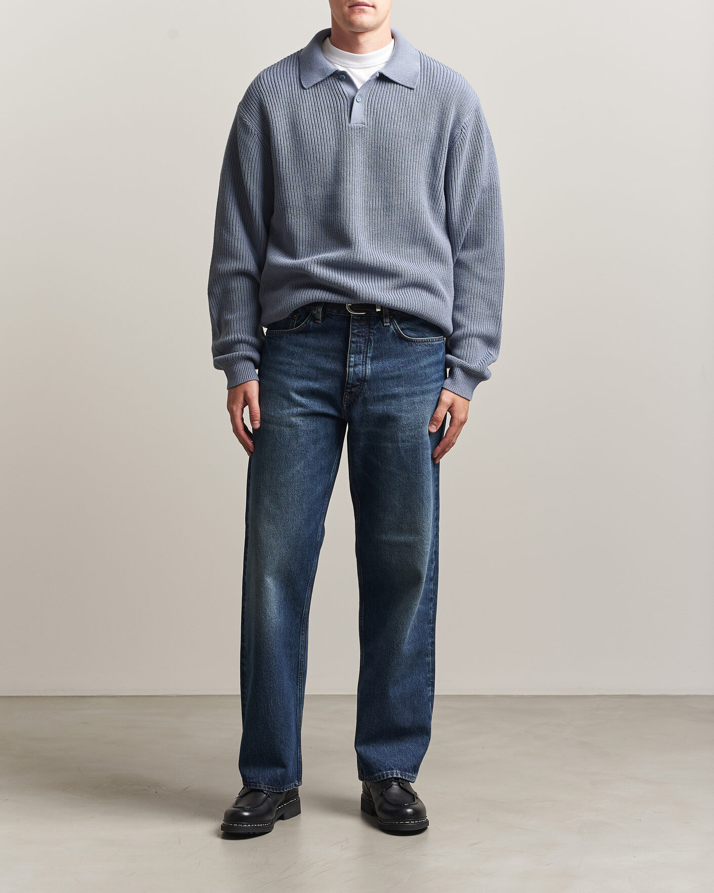 Heren | Truien | Carhartt WIP | Miles Knitted Cotton Polo Shad Blue