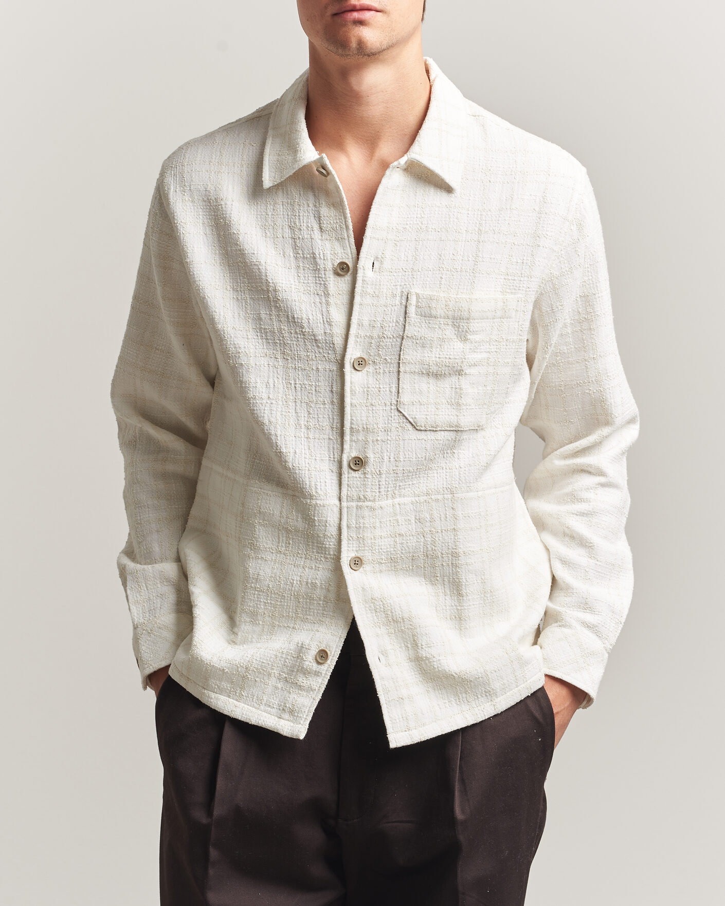 Heren | Overhemden | Samsøe Samsøe | Damon Checked Overshirt Silver Birch