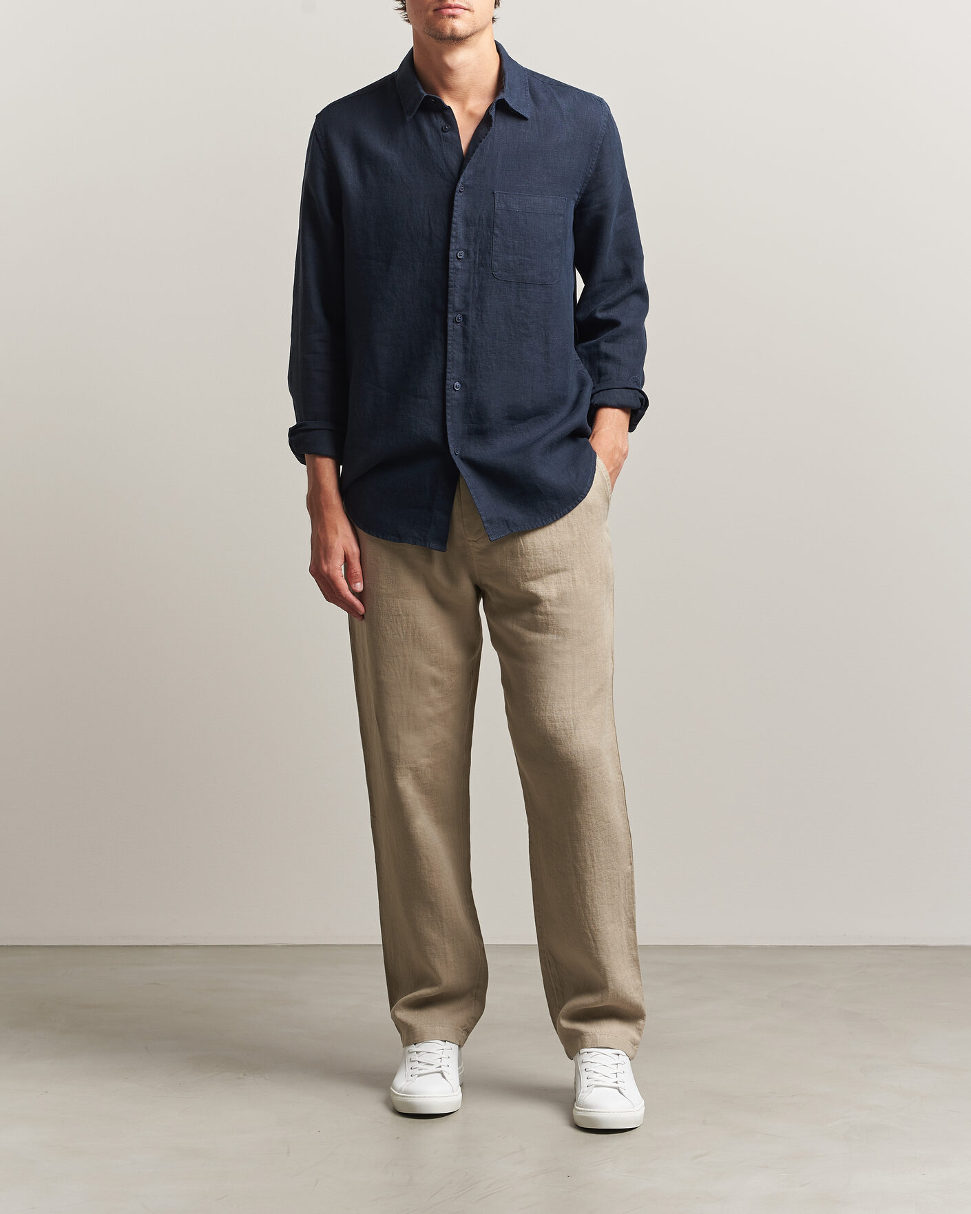Heren | Broeken | Samsøe Samsøe | Jabari Linen Drawstring Trousers Aluminum
