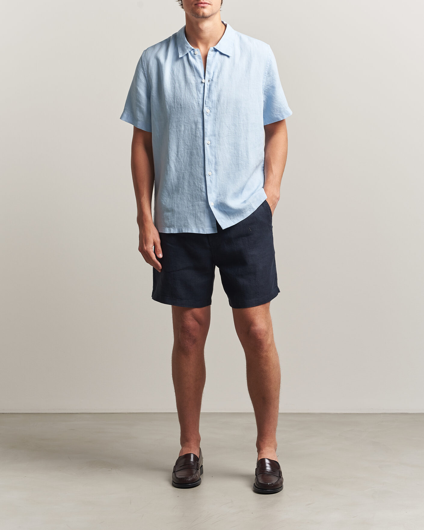 Heren | Korte broek | Samsøe Samsøe | Jabari Linen Drawstring Shorts Salute Navy