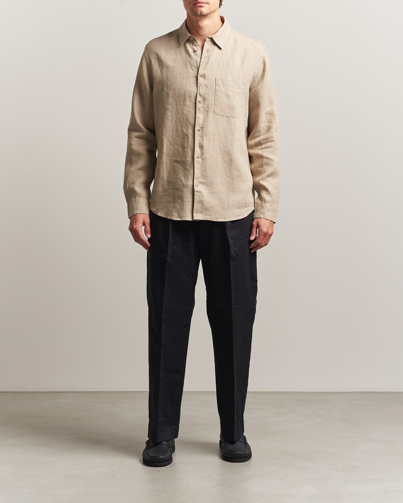 Heren | Overhemden | Samsøe Samsøe | Liam Linen Shirt Aluminum
