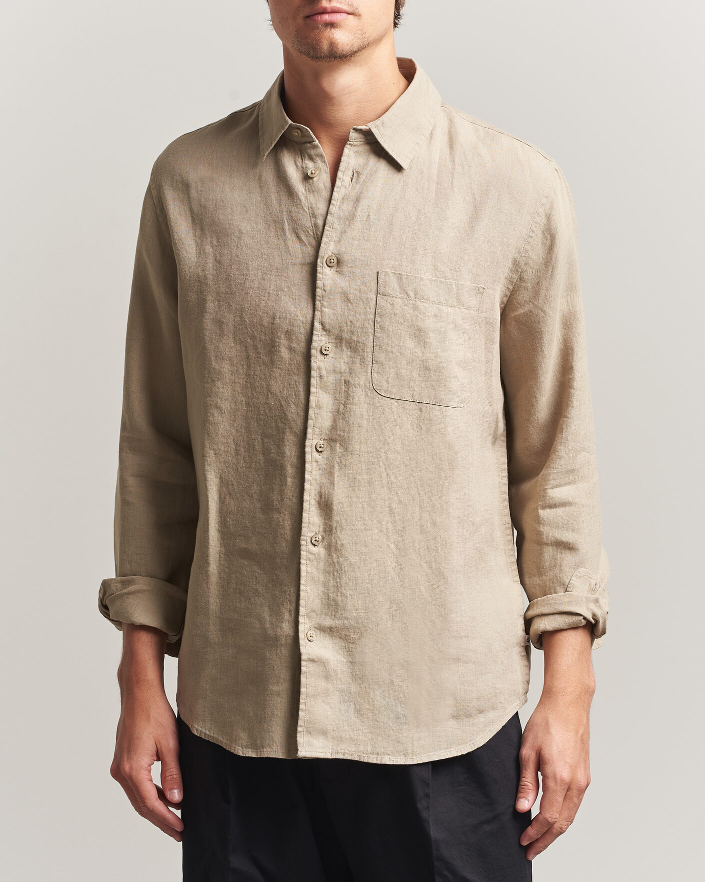 Heren | Overhemden | Samsøe Samsøe | Liam Linen Shirt Aluminum