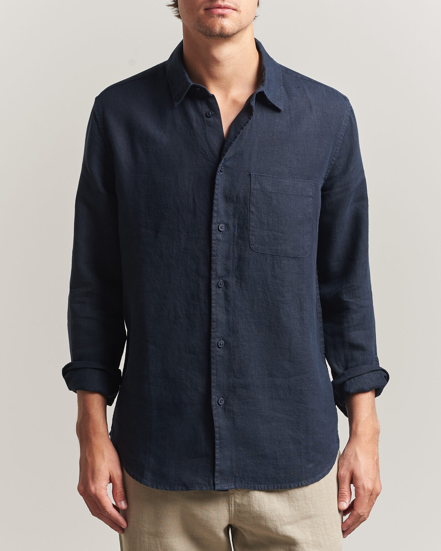Heren | Overhemden | Samsøe Samsøe | Liam Linen Shirt Salute Navy