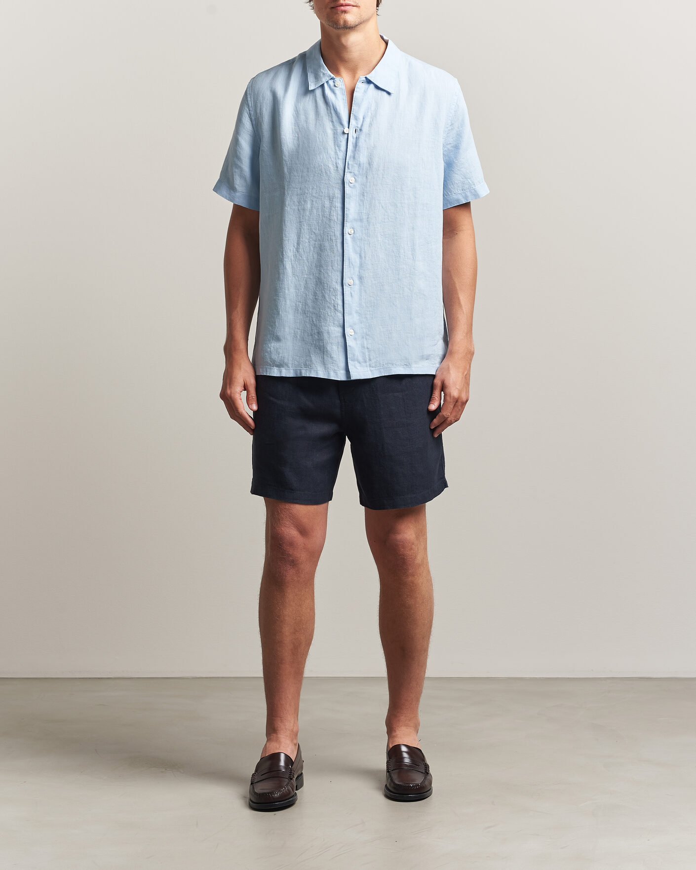 Heren | Overhemden | Samsøe Samsøe | Avan Linen Short Sleeve Shirt Windsurfer