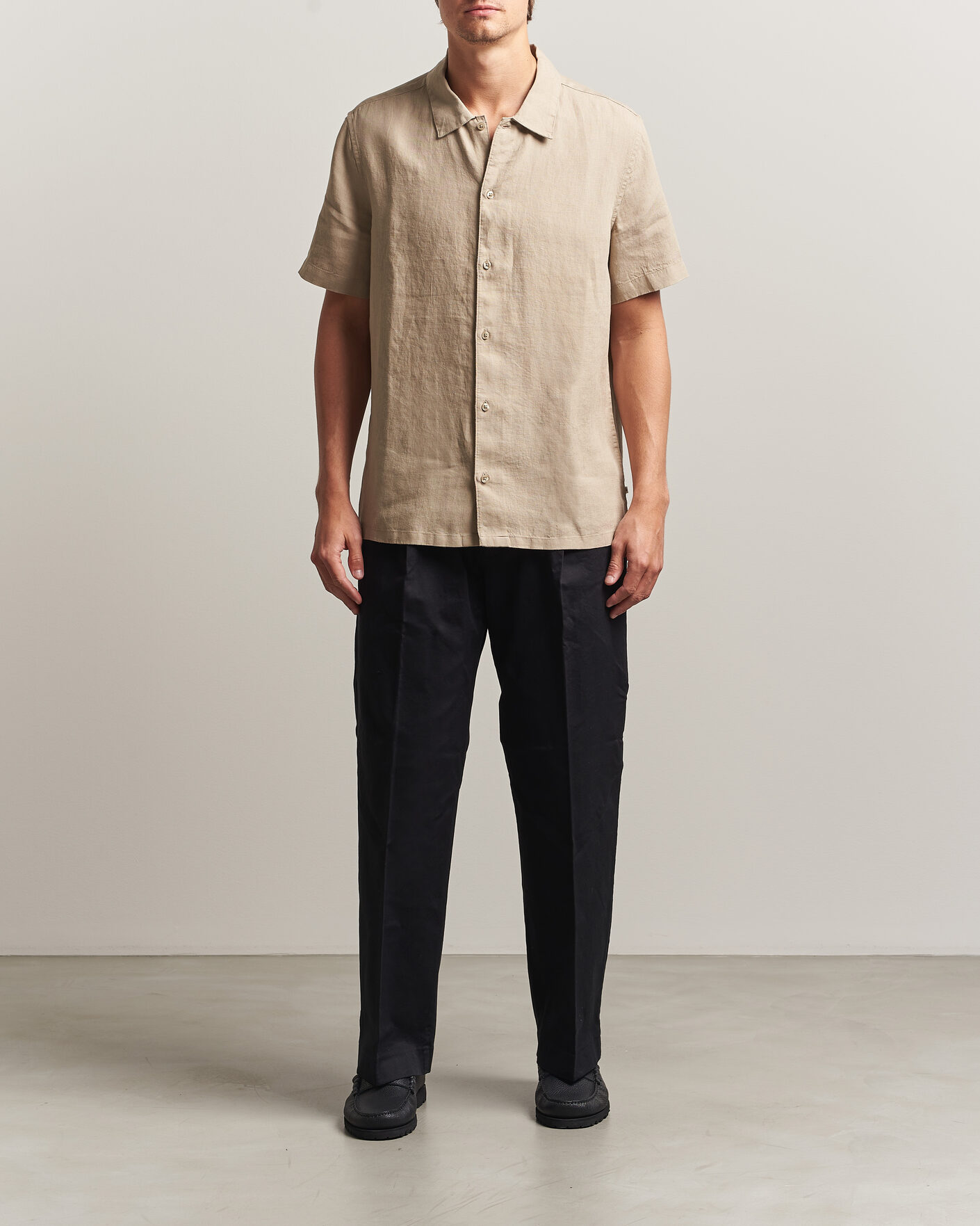 Heren | Overhemden | Samsøe Samsøe | Avan Linen Short Sleeve Shirt Aluminum