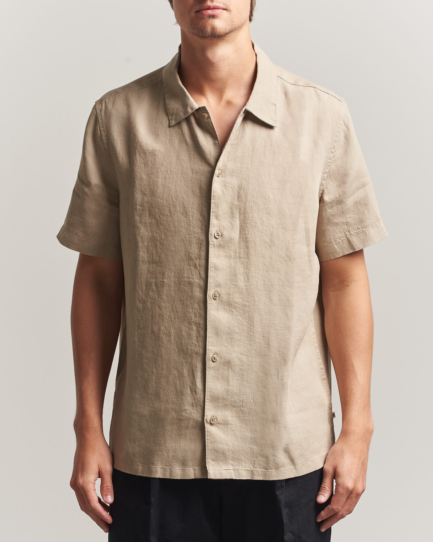Heren | Overhemden | Samsøe Samsøe | Avan Linen Short Sleeve Shirt Aluminum