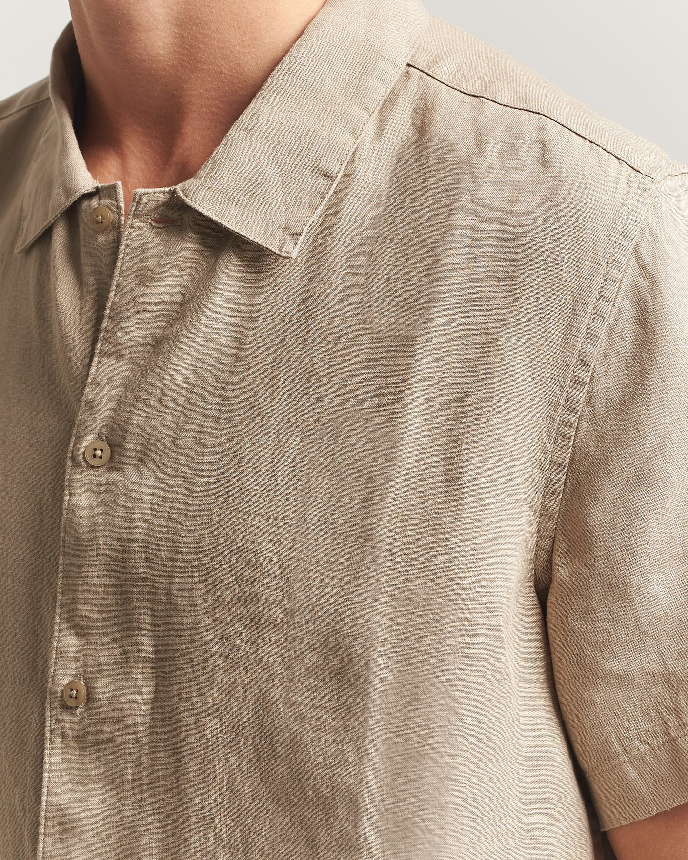 Heren | Overhemden | Samsøe Samsøe | Avan Linen Short Sleeve Shirt Aluminum