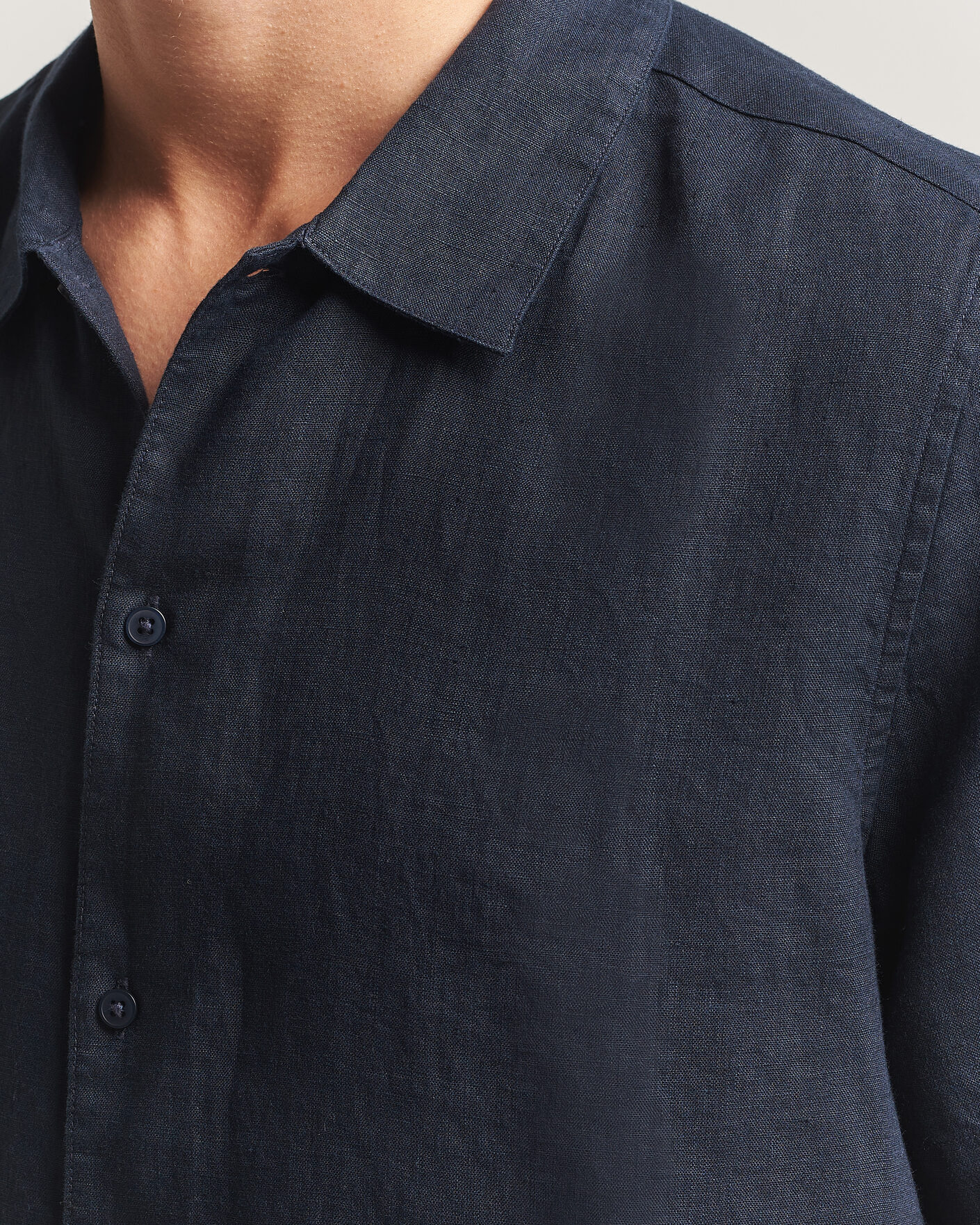 Heren | Overhemden | Samsøe Samsøe | Avan Linen Short Sleeve Shirt Salute Navy