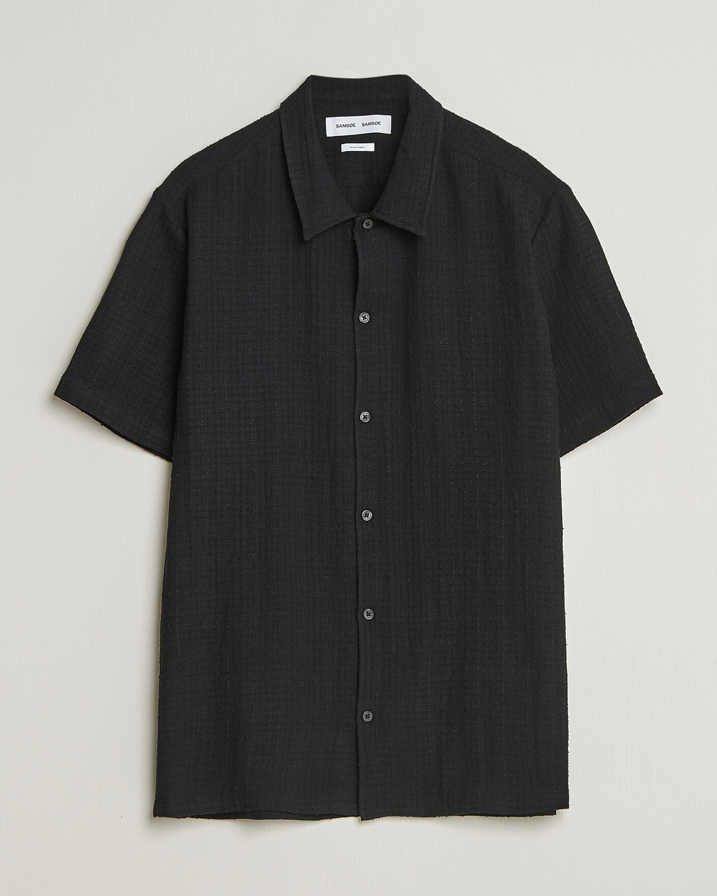 Heren | Overhemden | Samsøe Samsøe | Avan Structured Short Sleeve Shirt Black