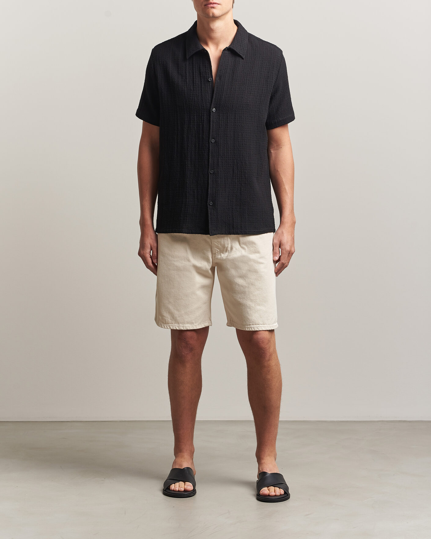 Heren | Overhemden | Samsøe Samsøe | Avan Structured Short Sleeve Shirt Black