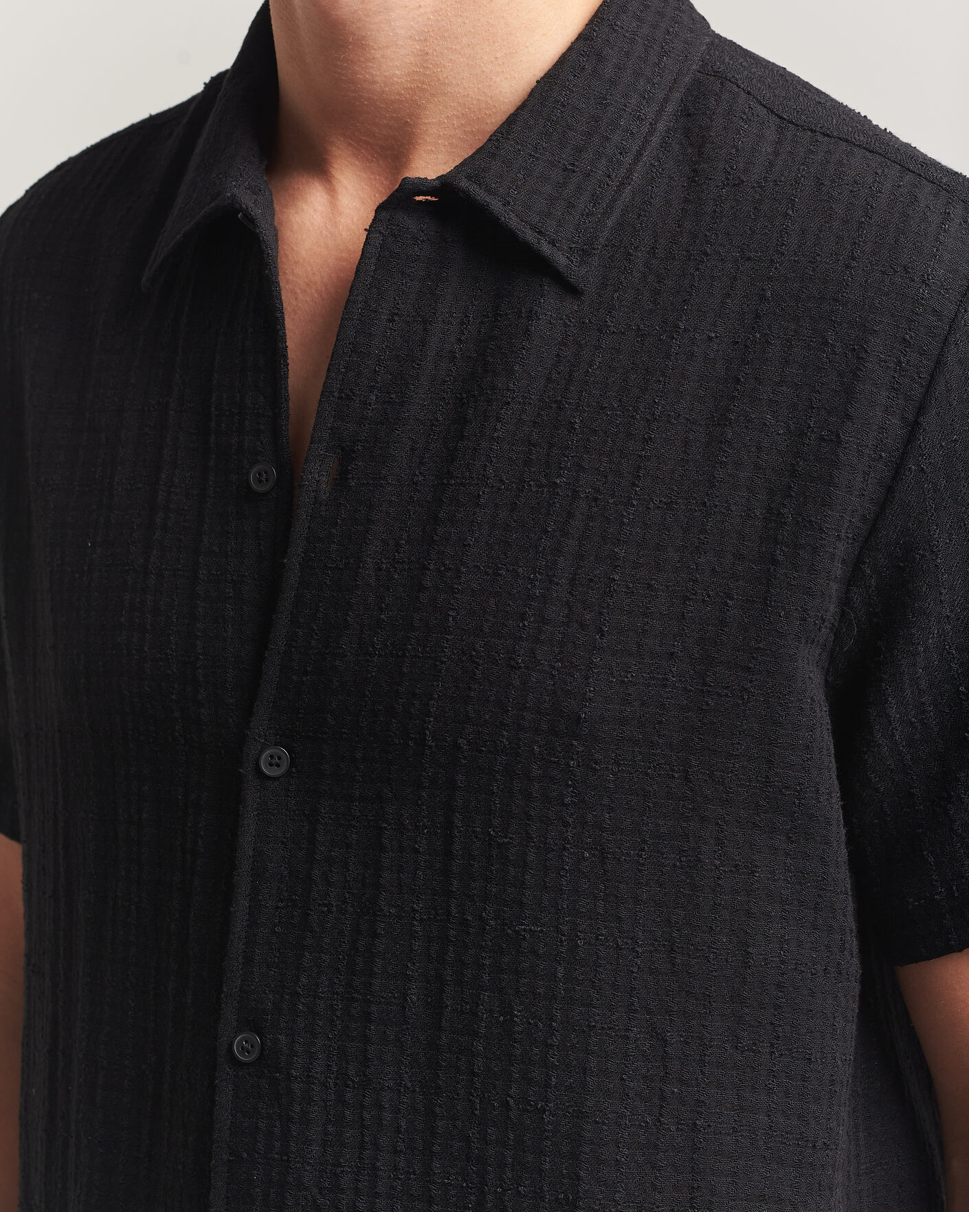 Heren | Overhemden | Samsøe Samsøe | Avan Structured Short Sleeve Shirt Black