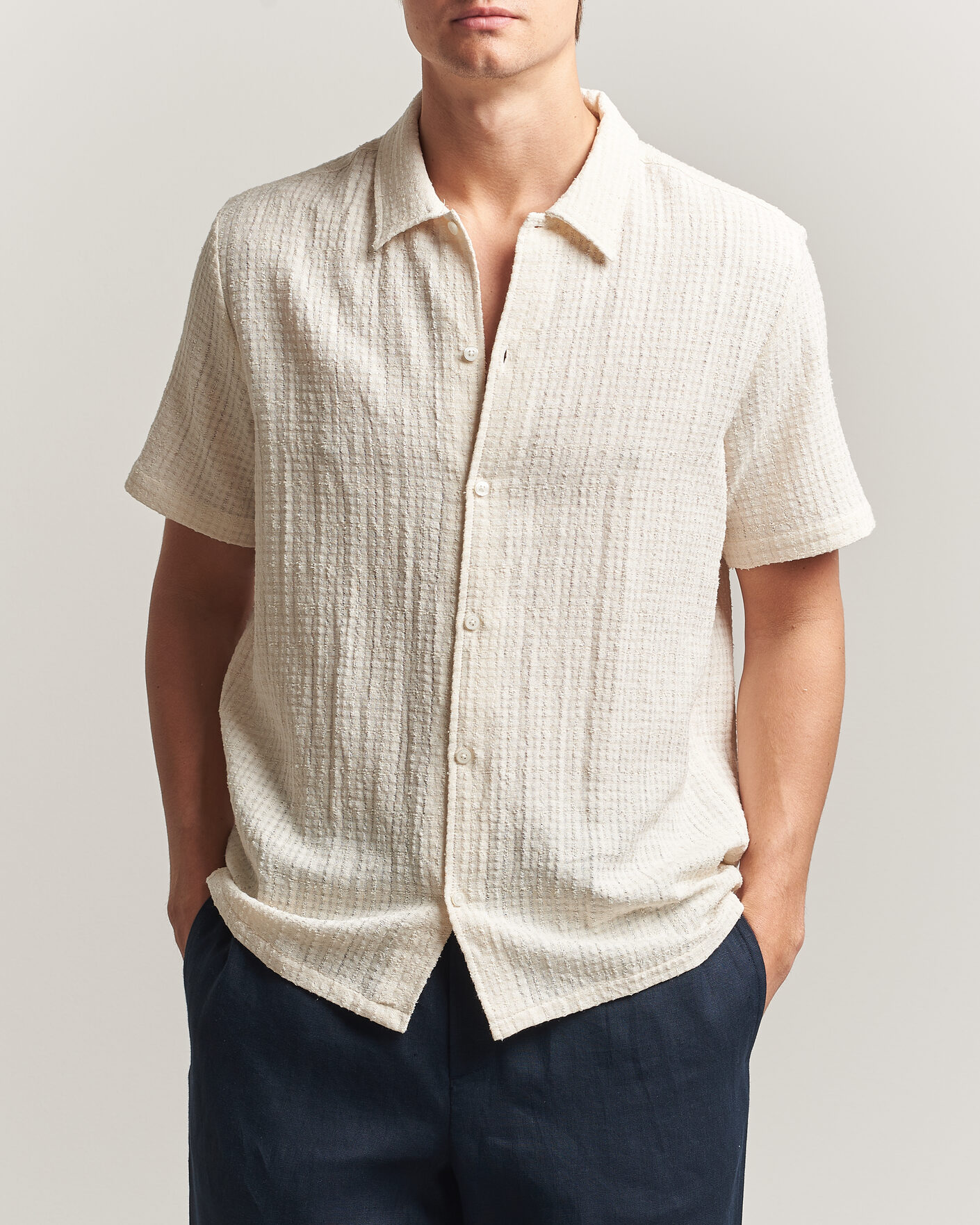 Heren | Overhemden | Samsøe Samsøe | Avan Structured Short Sleeve Shirt Clear Cream