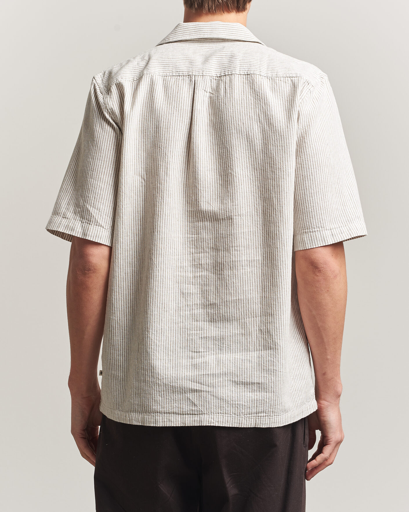 Heren | Overhemden | Samsøe Samsøe | Oscar Linen/Cotton Striped Short Sleeve Shirt Aluminum
