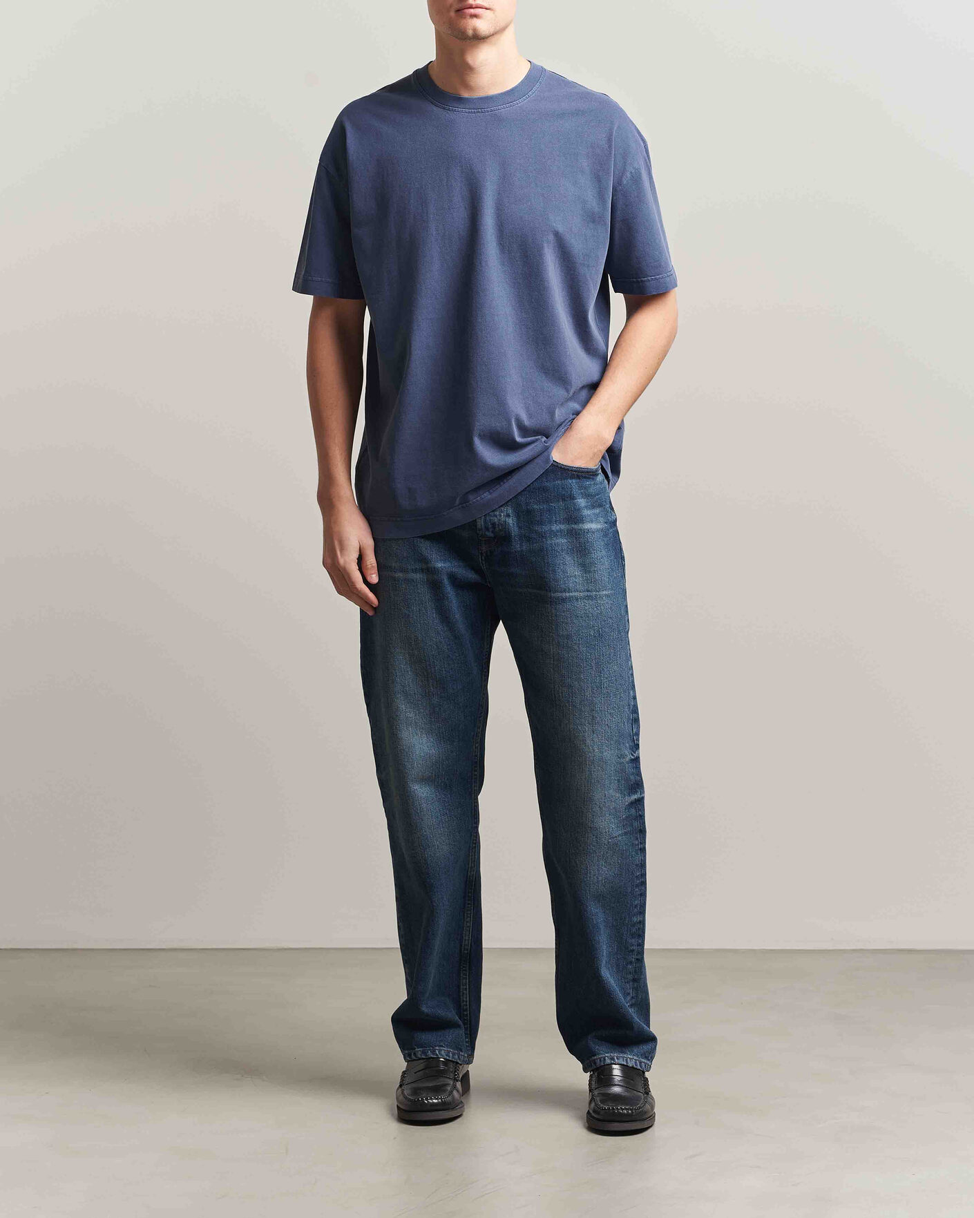 Heren | T-shirts | Samsøe Samsøe | Joel Organic Washed Cotton T-Shirt Salute Navy