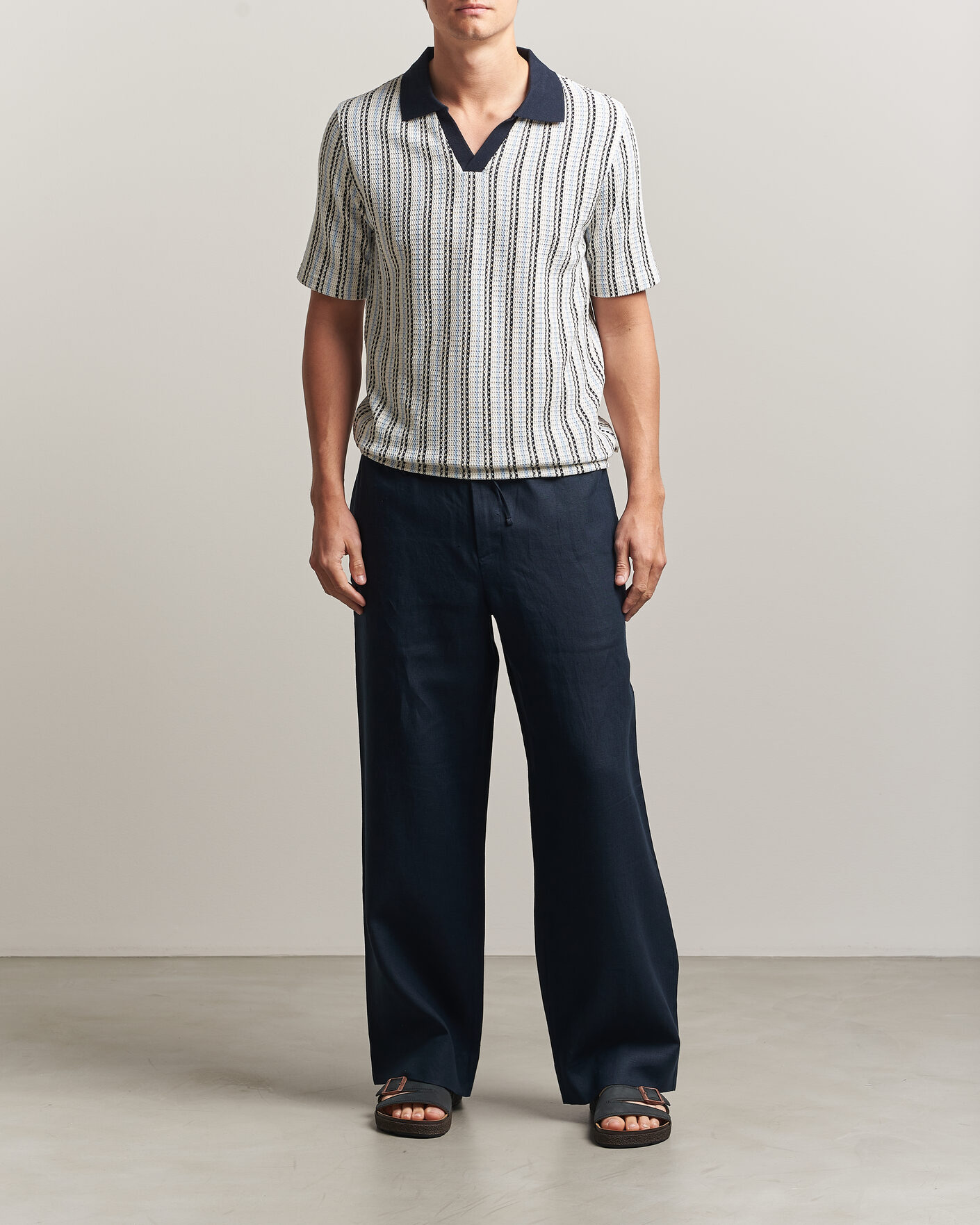 Heren | Polo's | Samsøe Samsøe | Mac Striped Knitted Polo Blue/White
