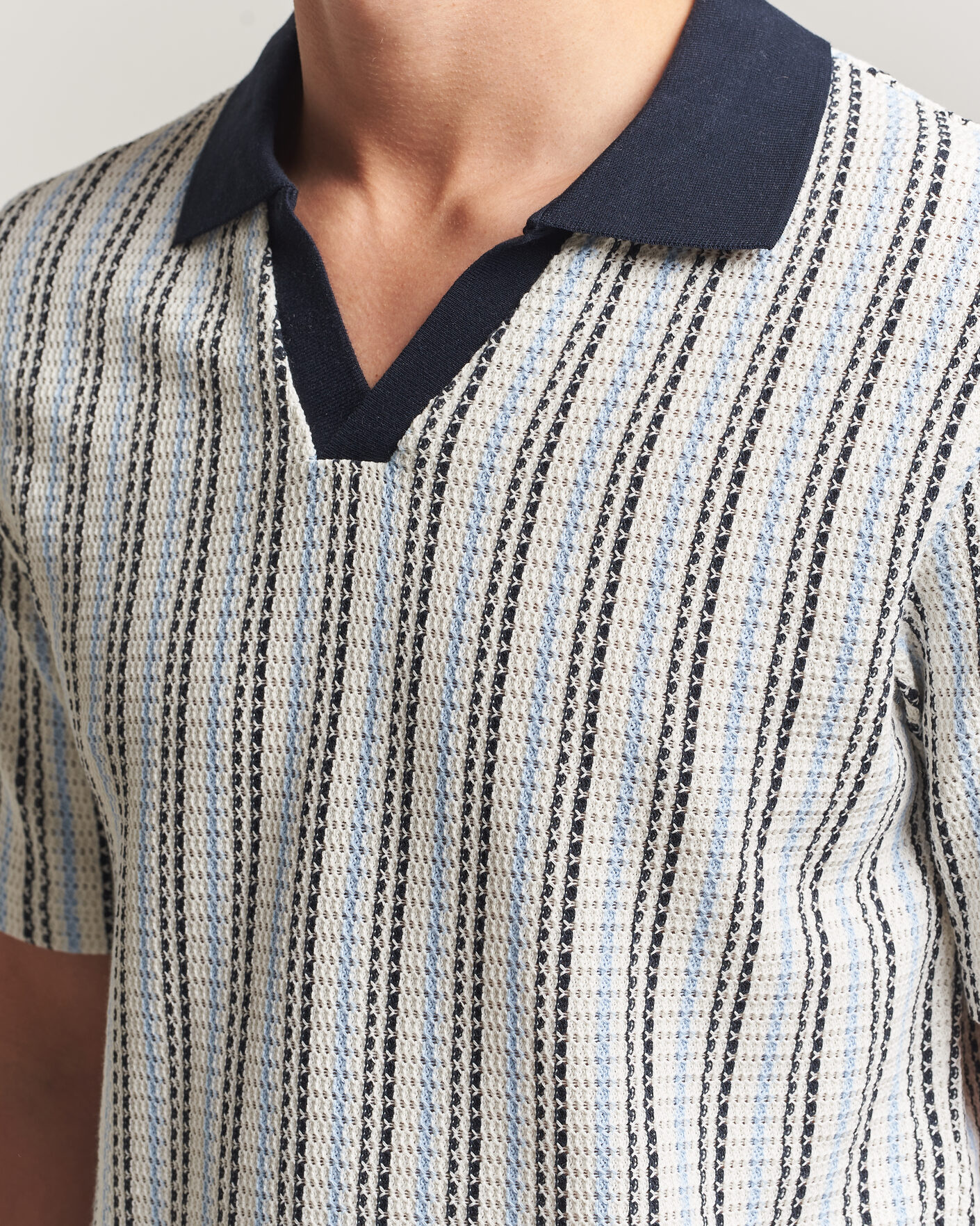 Heren | Polo's | Samsøe Samsøe | Mac Striped Knitted Polo Blue/White