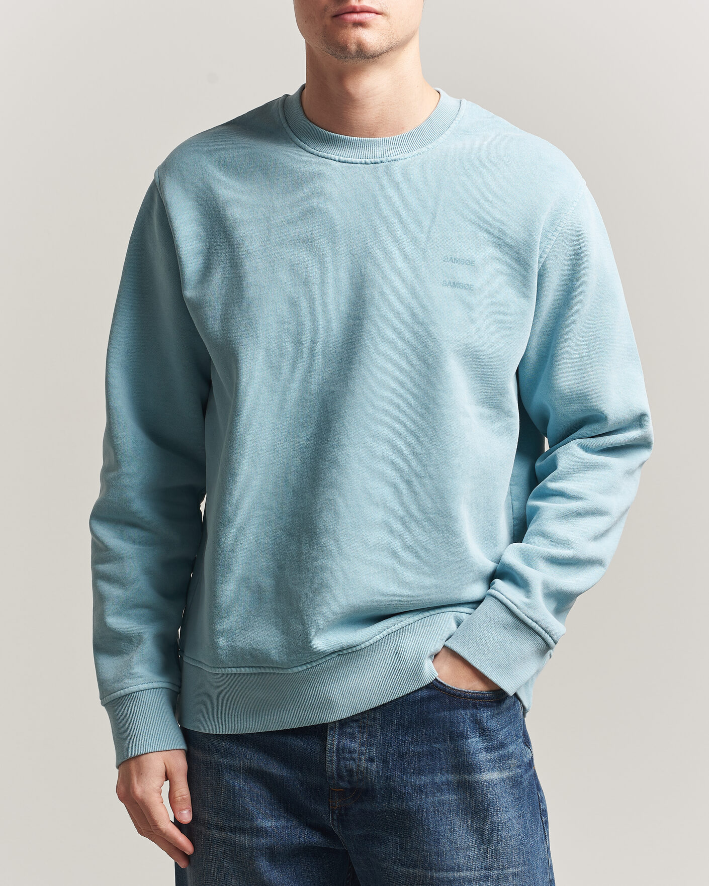 Heren | Truien | Samsøe Samsøe | Joel Organic Washed Cotton Sweatshirt Tourmaline