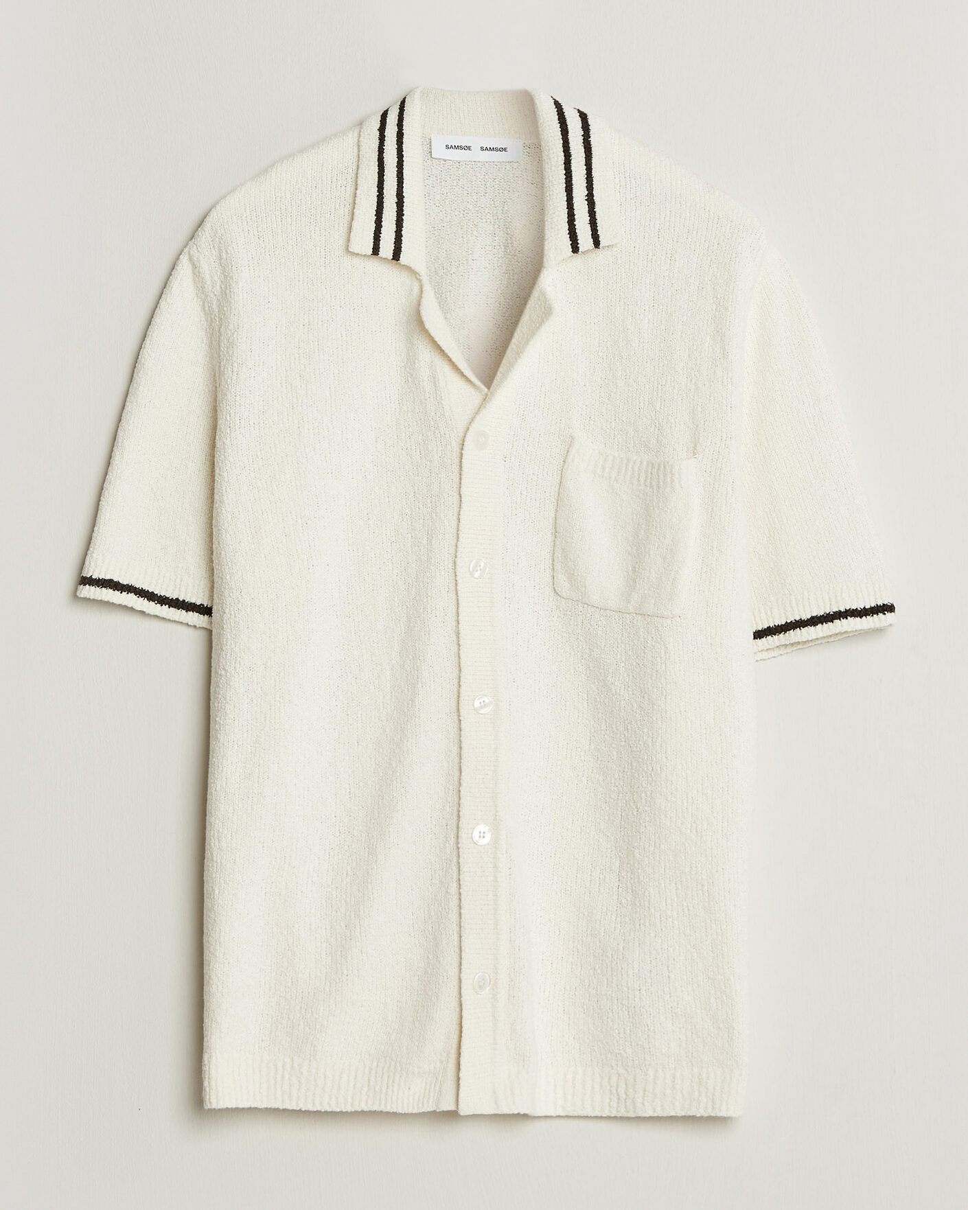 Heren | Overhemden | Samsøe Samsøe | Pedro Knitted Short Sleeve Shirt Clear Cream
