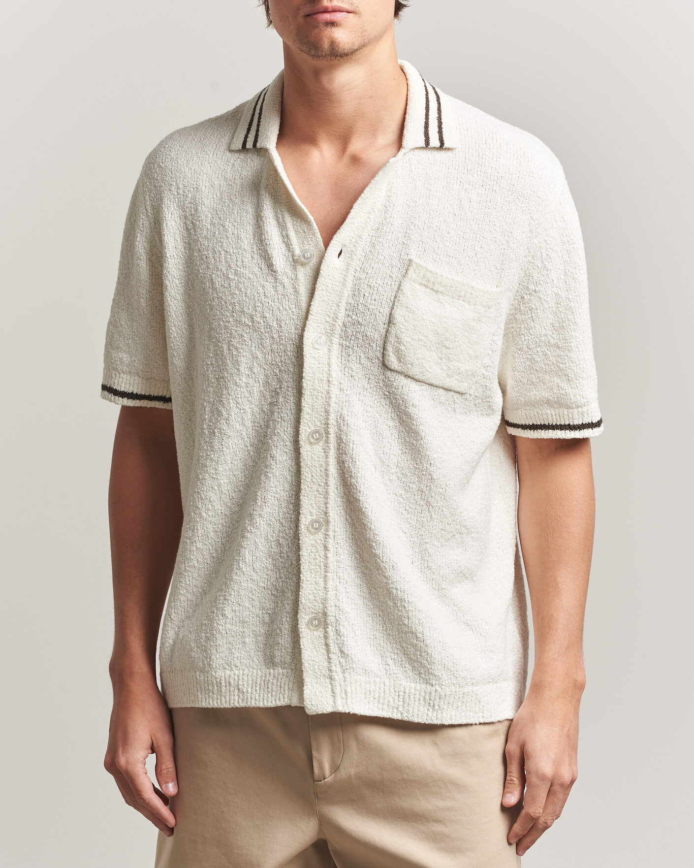 Heren | Overhemden | Samsøe Samsøe | Pedro Knitted Short Sleeve Shirt Clear Cream