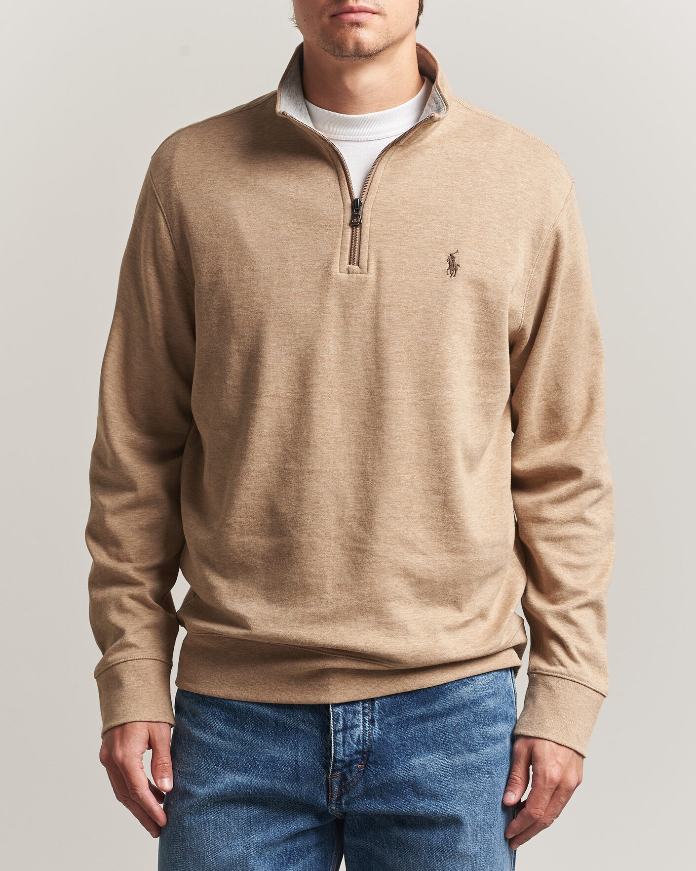 Heren | Truien | Polo Ralph Lauren | Double Knit Half Zip Warm Brown