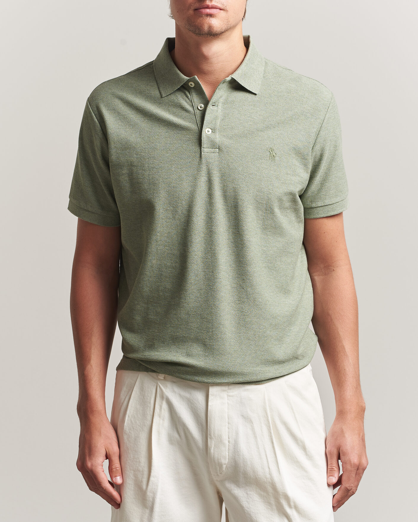 Heren | Polo's | Polo Ralph Lauren | Honeycomb Texture Polo Greenery Heather