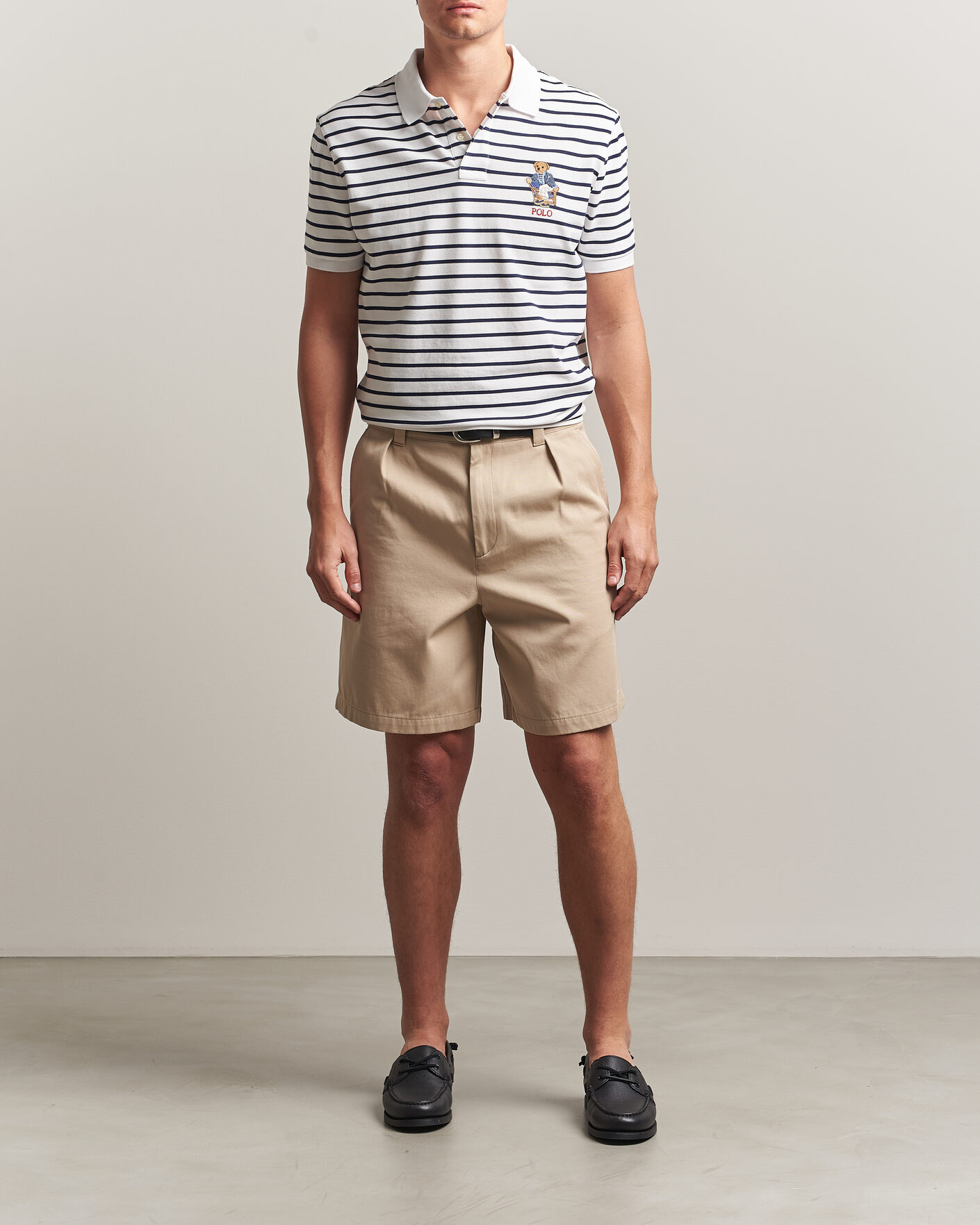 Heren | Polo's | Polo Ralph Lauren | Newport Bear Striped Custom Slim Polo White/Navy