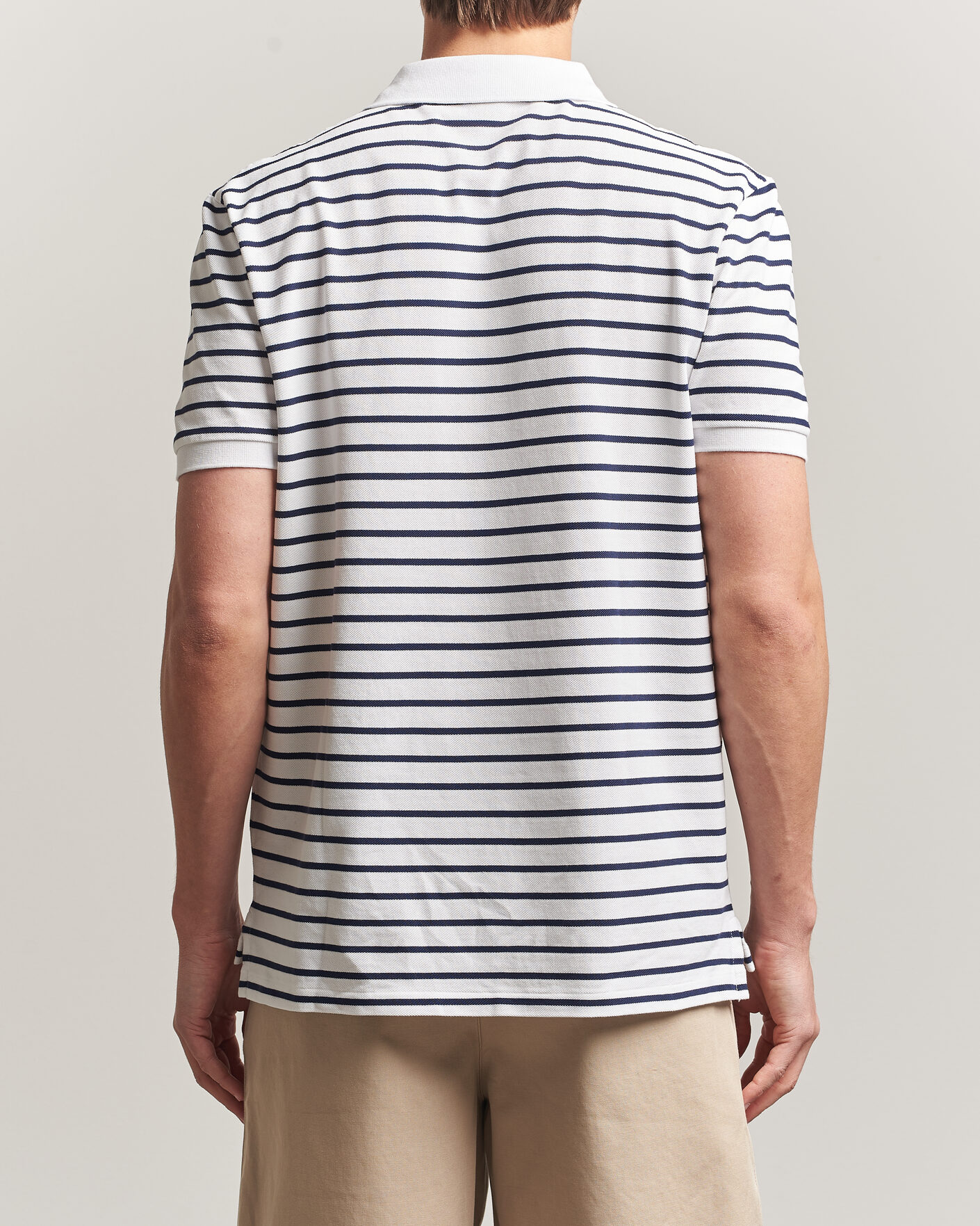 Heren | Polo's | Polo Ralph Lauren | Newport Bear Striped Custom Slim Polo White/Navy