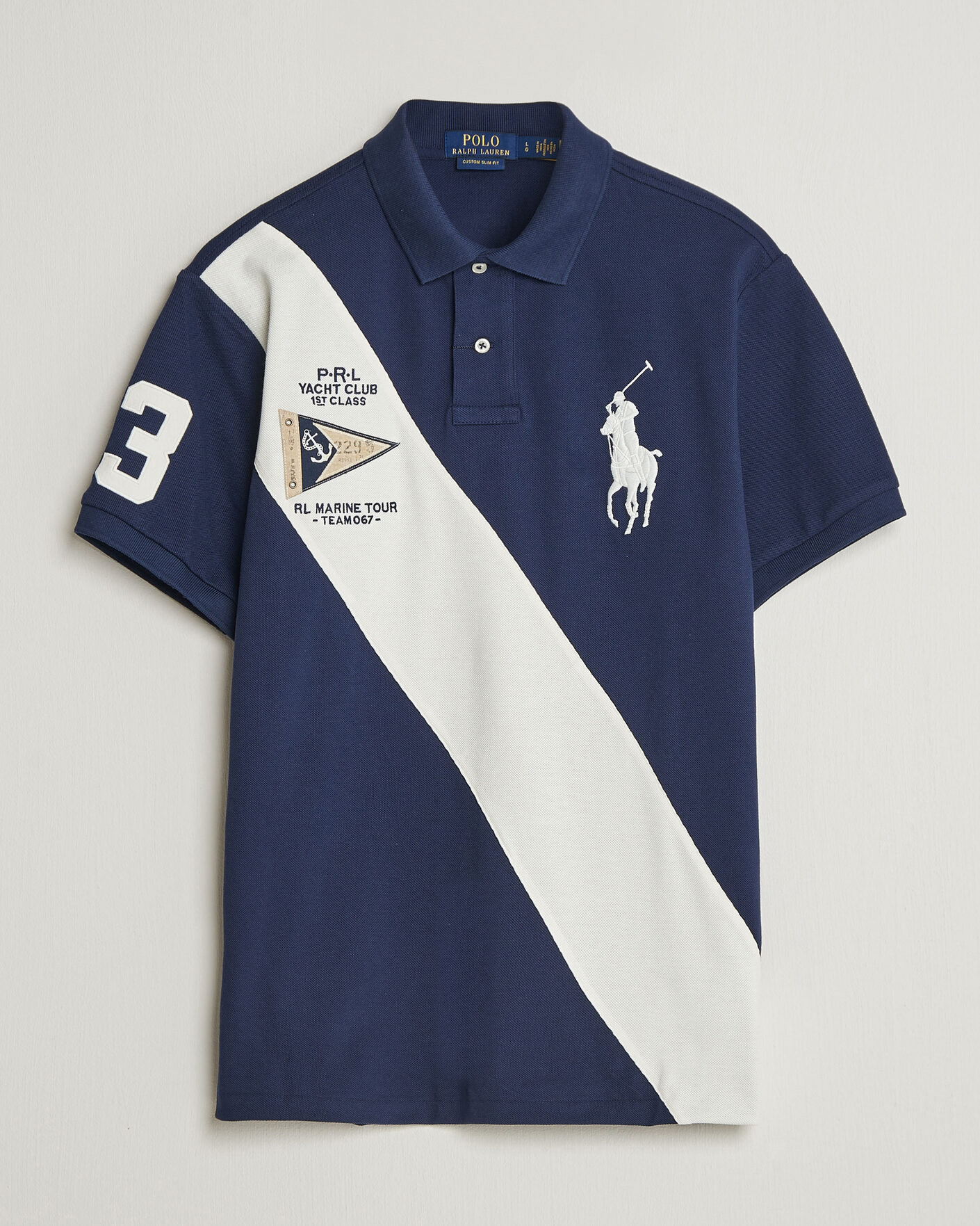 Heren | Polo's | Polo Ralph Lauren | Custom Slim Diagonal Stipe Polo Newport Navy/Nevis