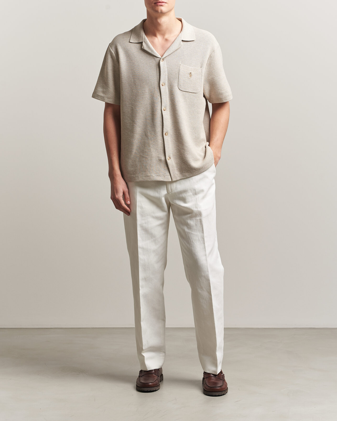 Heren | Overhemden | Polo Ralph Lauren | Textured Camp Collar Cardigan Light Walnut Brown