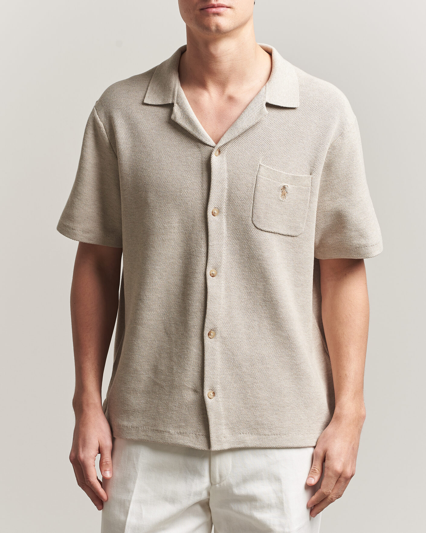 Heren | Overhemden | Polo Ralph Lauren | Textured Camp Collar Cardigan Light Walnut Brown