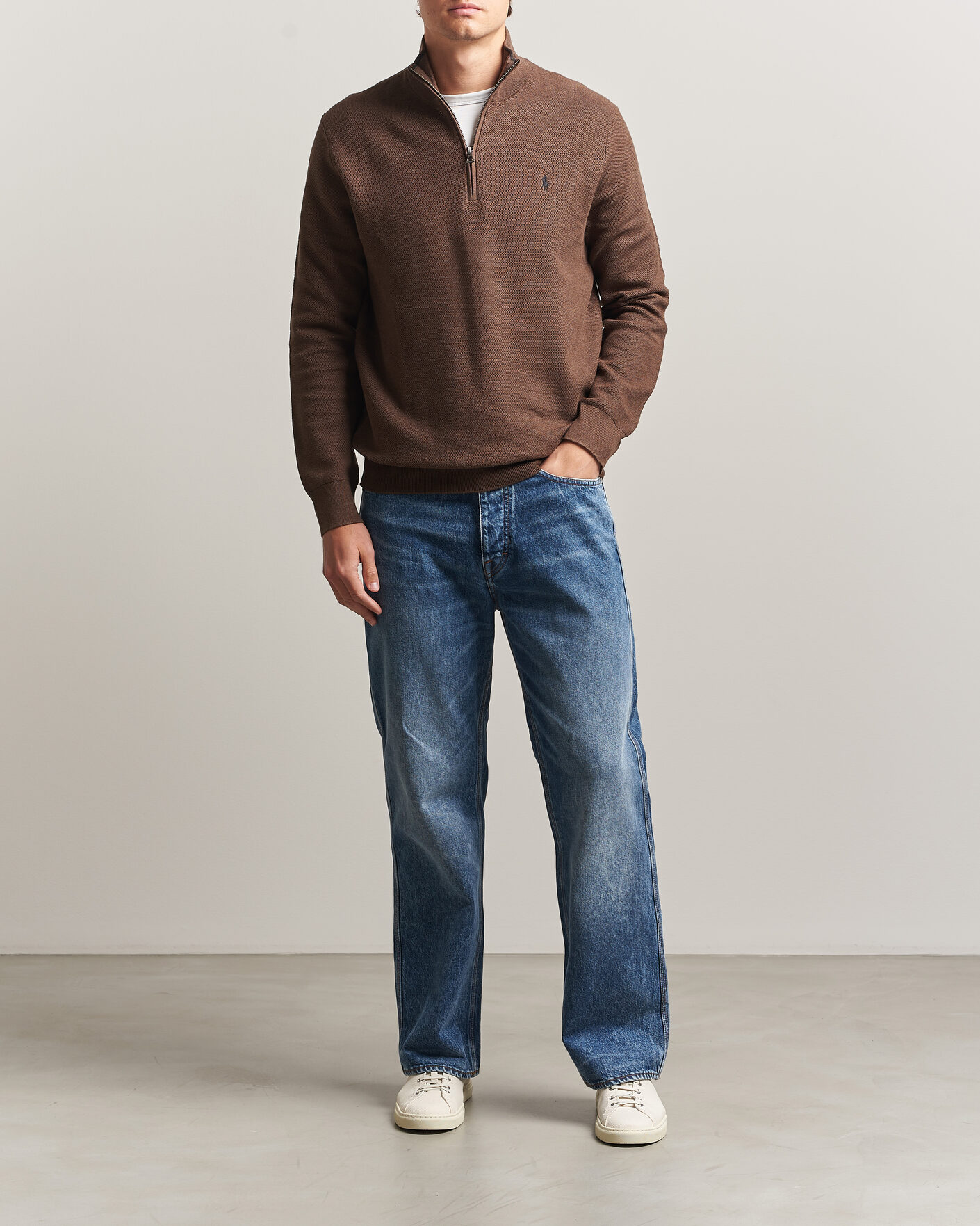 Heren | Truien | Polo Ralph Lauren | Textued Half-Zip Nutmeg Brown Heather