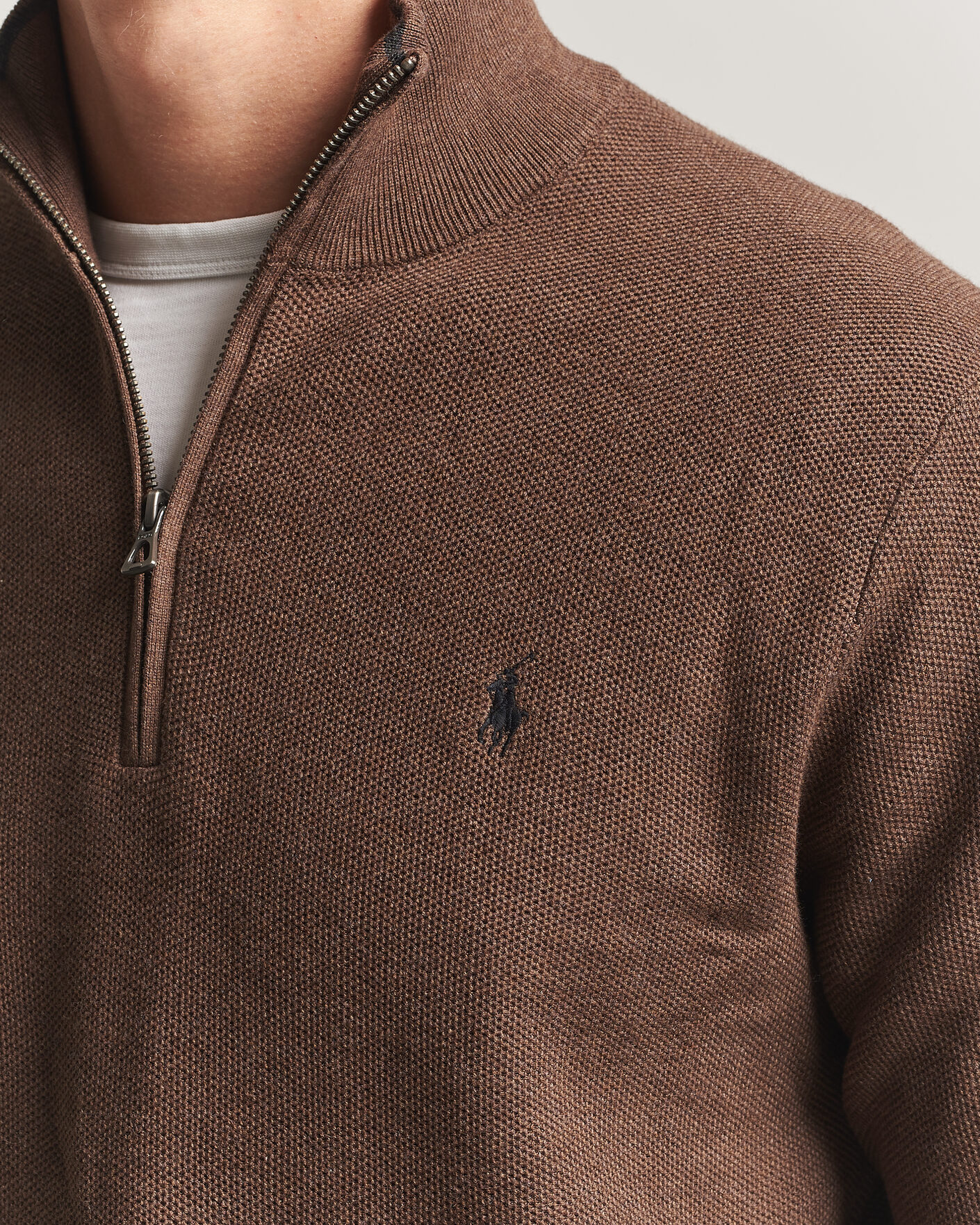 Heren | Truien | Polo Ralph Lauren | Textued Half-Zip Nutmeg Brown Heather