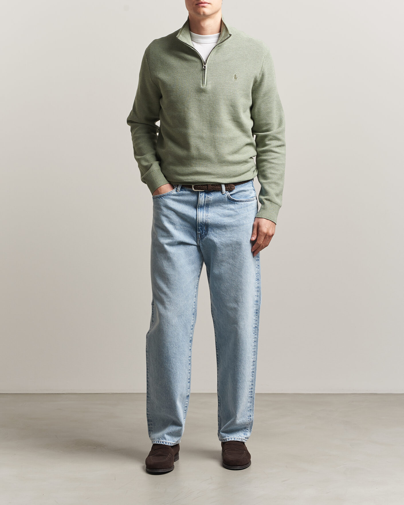 Heren | Truien | Polo Ralph Lauren | Textured Half-Zip Fern Green Heather