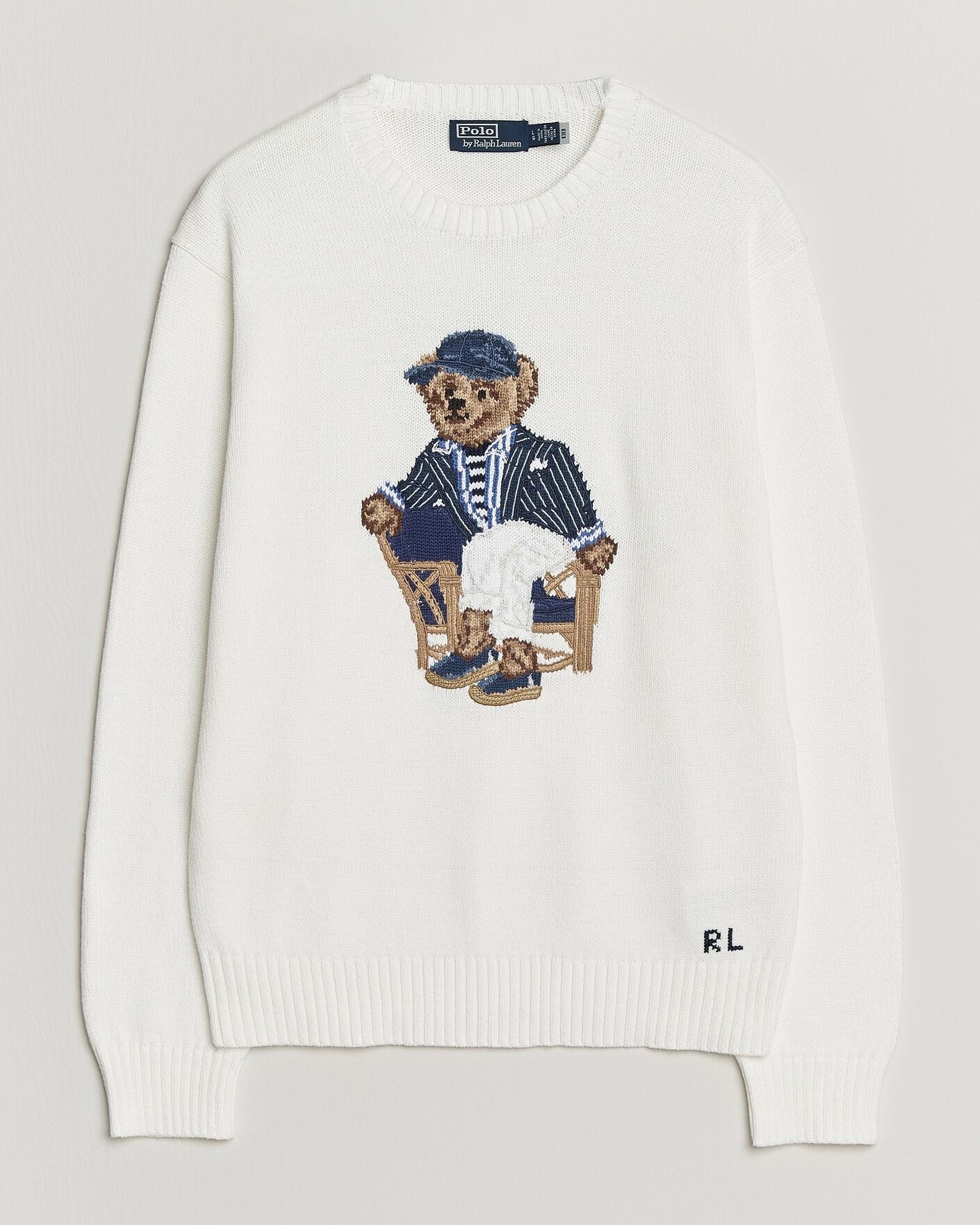 Heren | Truien | Polo Ralph Lauren | Newport Bear Cotton/Linen Sweater Deckwash White