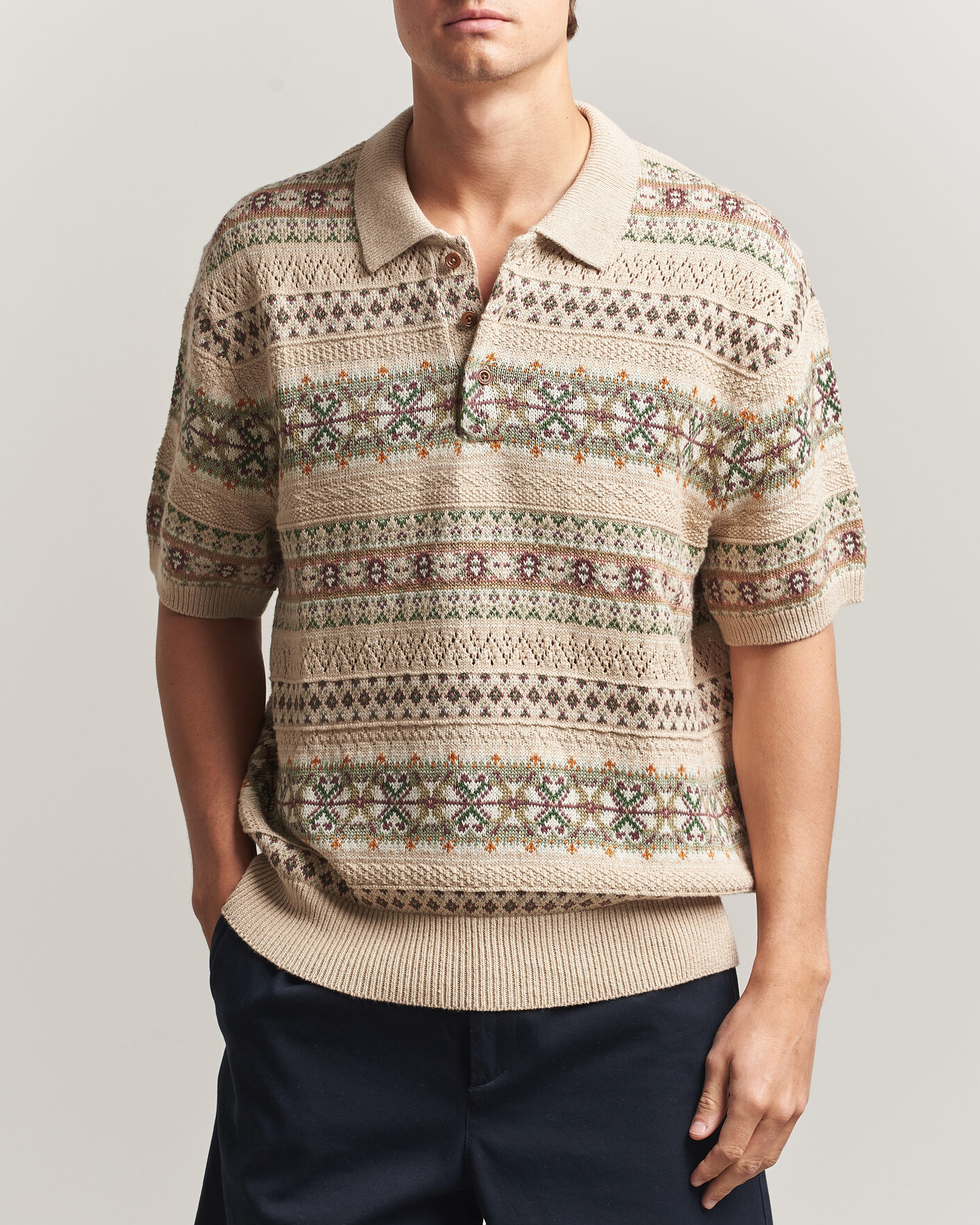Heren | Truien | Polo Ralph Lauren | Cotton/Linen Fairisle Polo Tan Combo