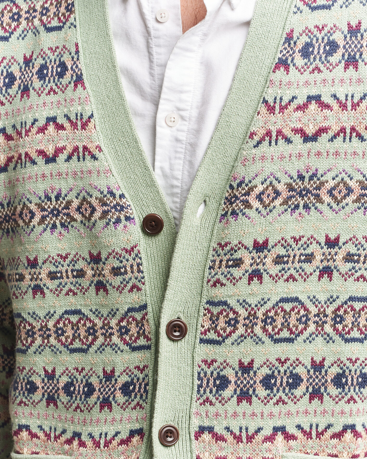 Heren | Truien | Polo Ralph Lauren | Cotton/Linen Fairisle Cardigan Green Combo