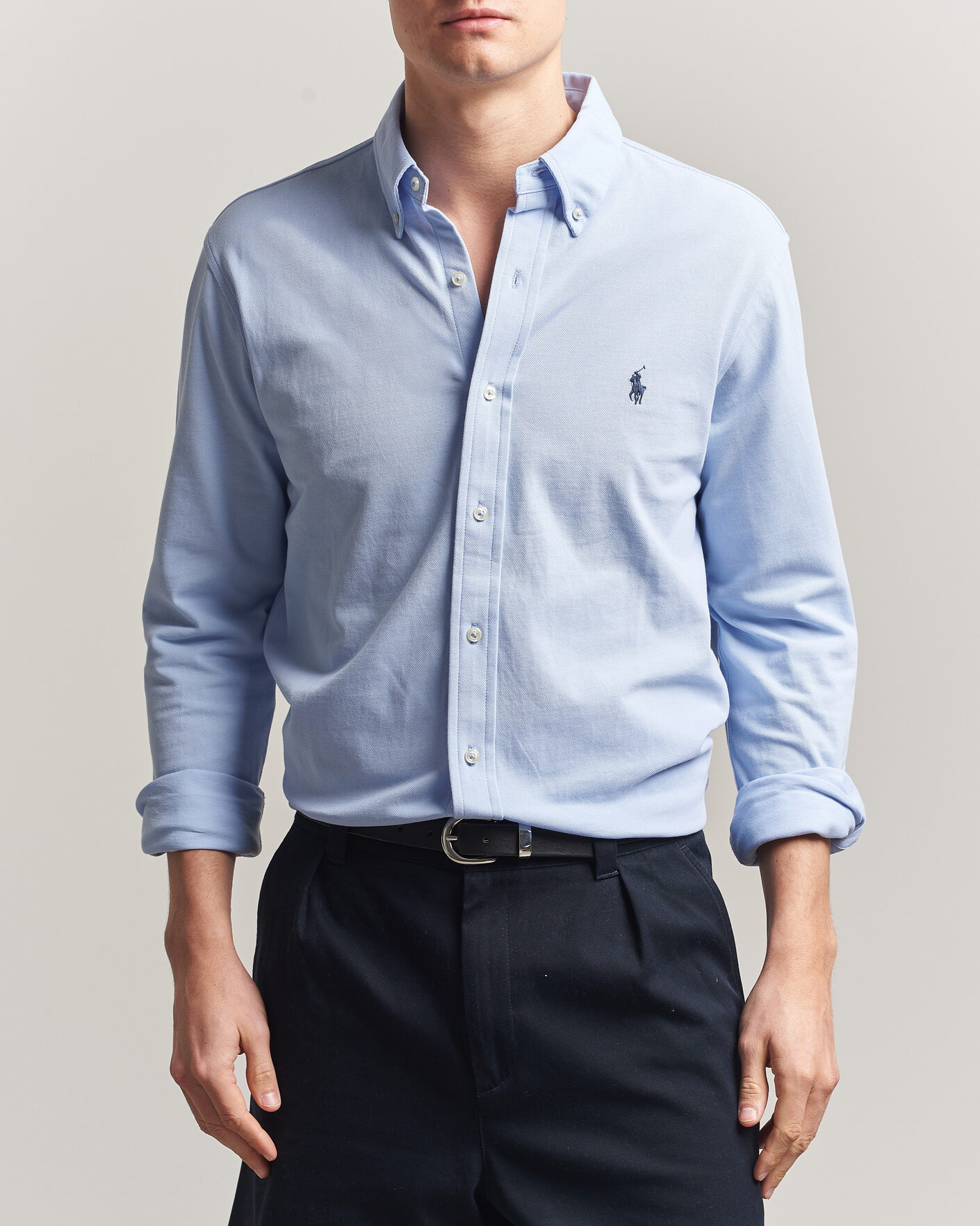 Heren | Overhemden | Polo Ralph Lauren | Featherweight Mesh Shirt Pebble Blue