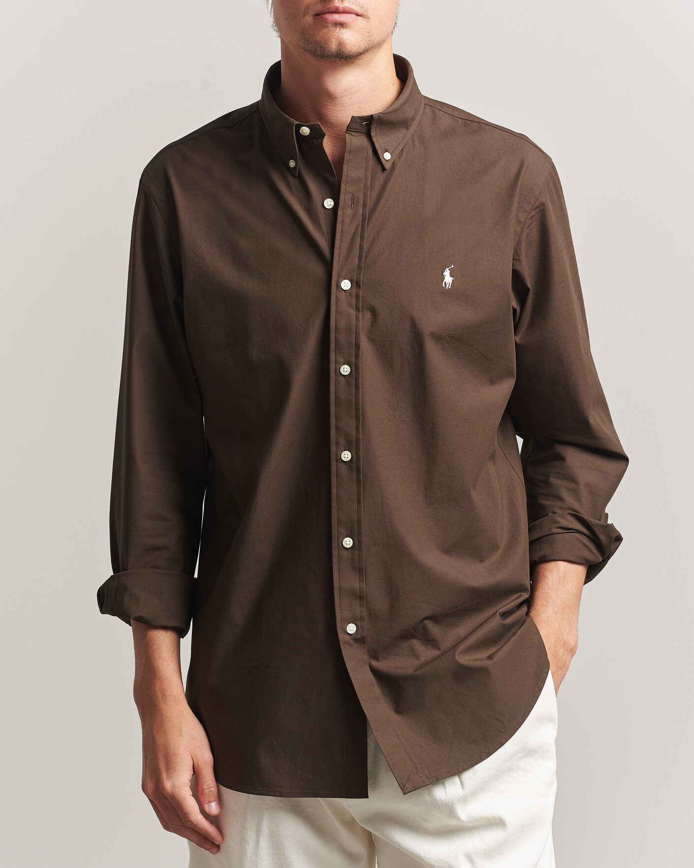 Heren | Overhemden | Polo Ralph Lauren | Custom Fit Poplin Shirt Nutmeg Brown