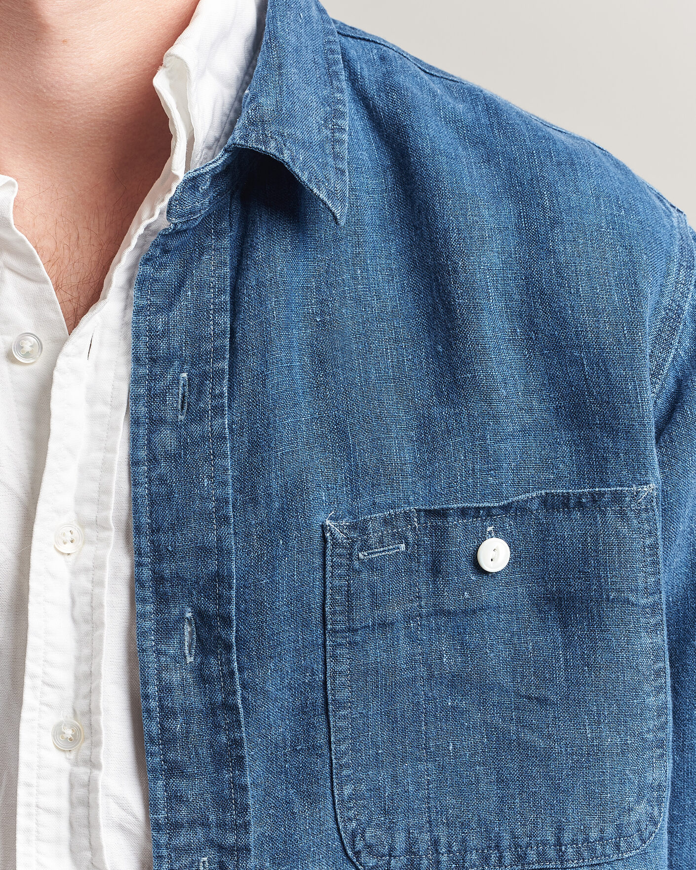 Heren | Overhemden | Polo Ralph Lauren | Indigo/Linen Western Shirt Medium Wash