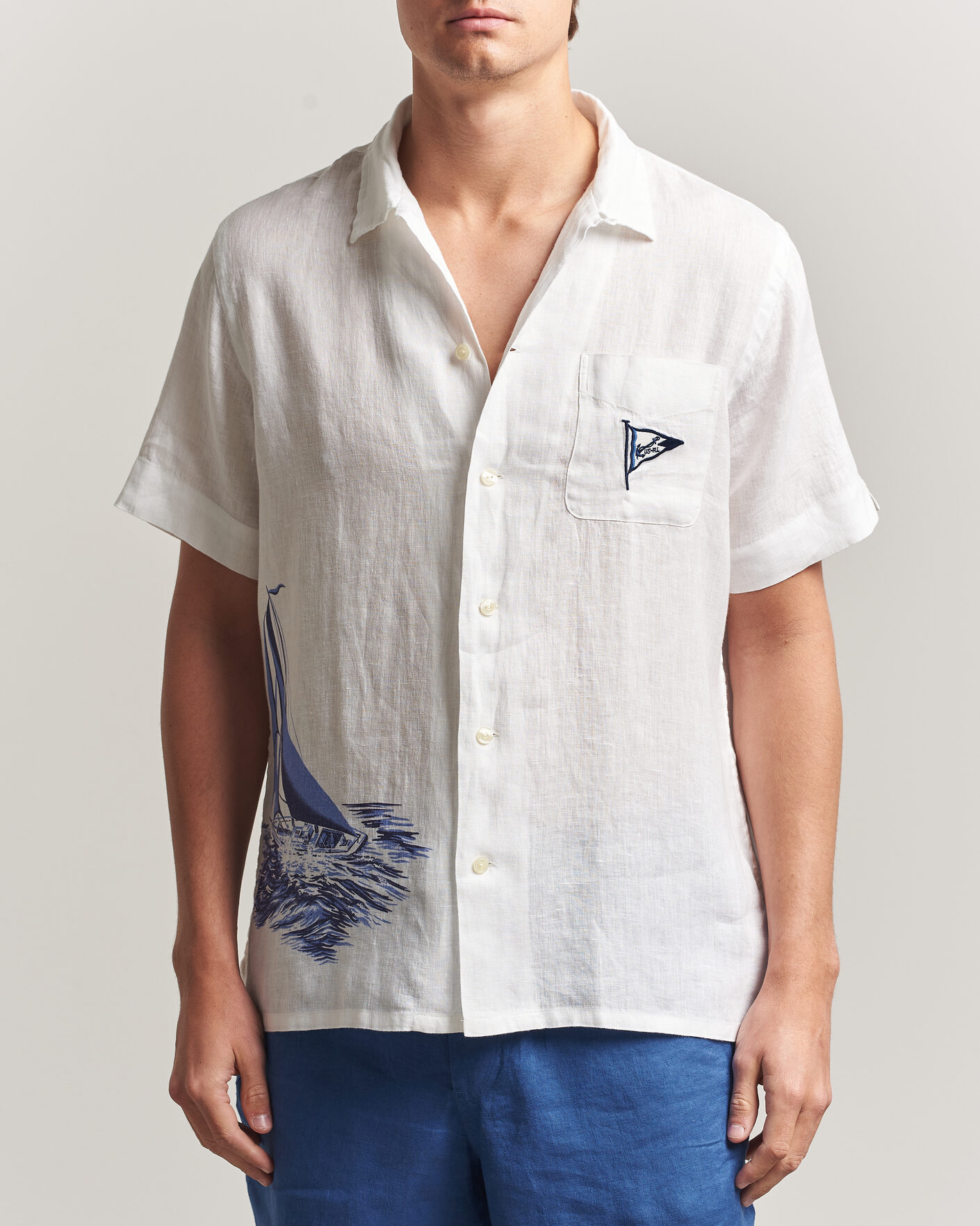 Heren | Overhemden | Polo Ralph Lauren | Linen Camp Shirt Vintage Nautical Sail