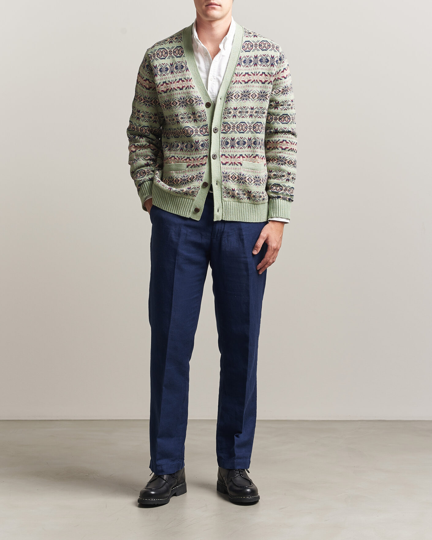 Heren | Broeken | Polo Ralph Lauren | Cotton/Linen Houndstooth Pants Newport Navy