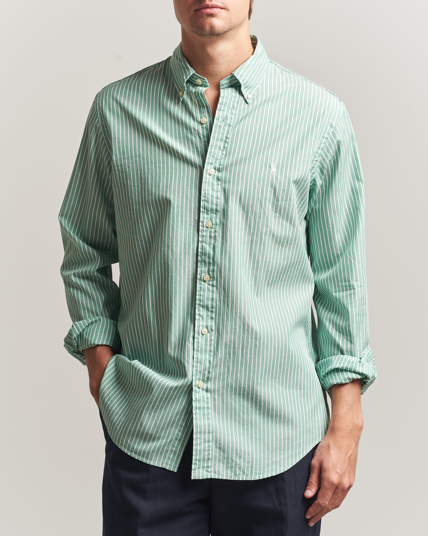 Heren | Overhemden | Polo Ralph Lauren | Custom Fit Stripe Poplin Shirt Faded Mint