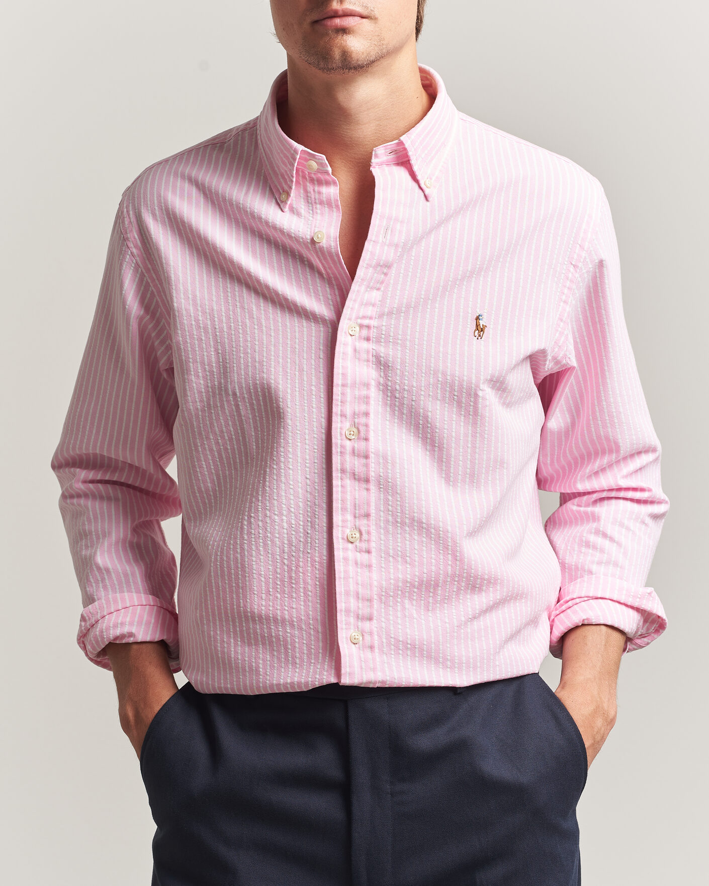 Heren | Overhemden | Polo Ralph Lauren | Custom Fit Seersucker/Oxford Stripe Shirt New Rose