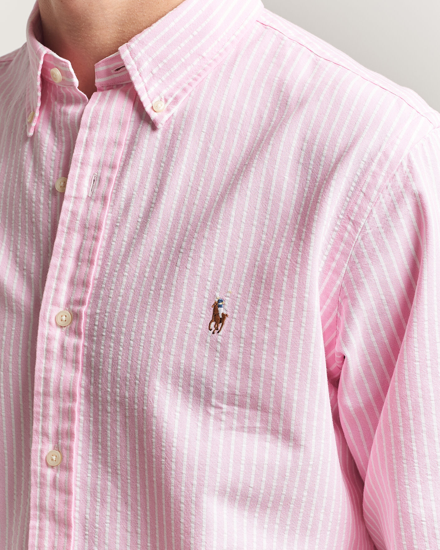 Heren | Overhemden | Polo Ralph Lauren | Custom Fit Seersucker/Oxford Stripe Shirt New Rose