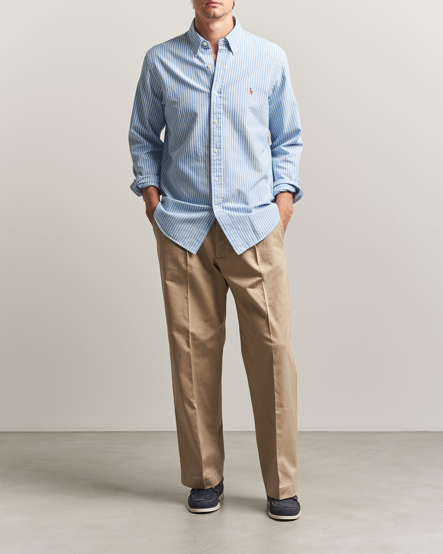 Heren | Overhemden | Polo Ralph Lauren | Custom Fit Seersucker/Oxford Stripe Shirt Blue
